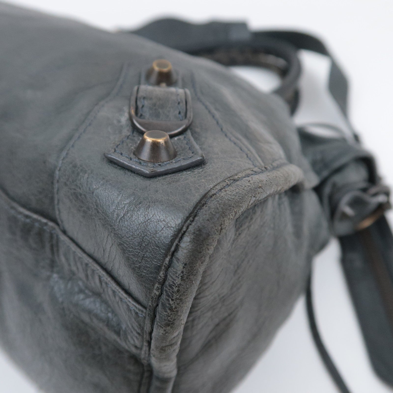 BALENCIAGA The City 2Way Leather Shoulder Bag Dark Green 115748