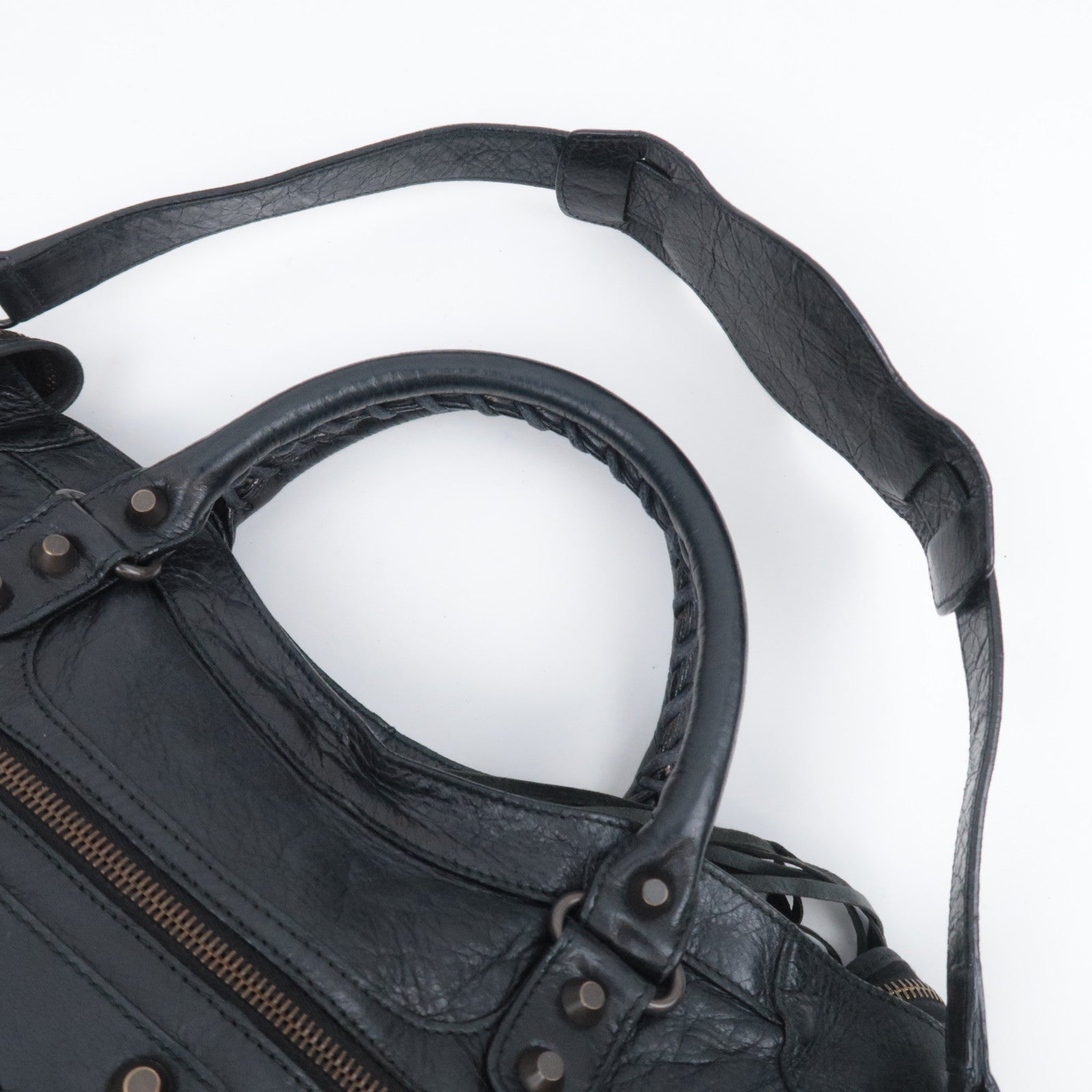 BALENCIAGA The City 2Way Leather Shoulder Bag Black 115748