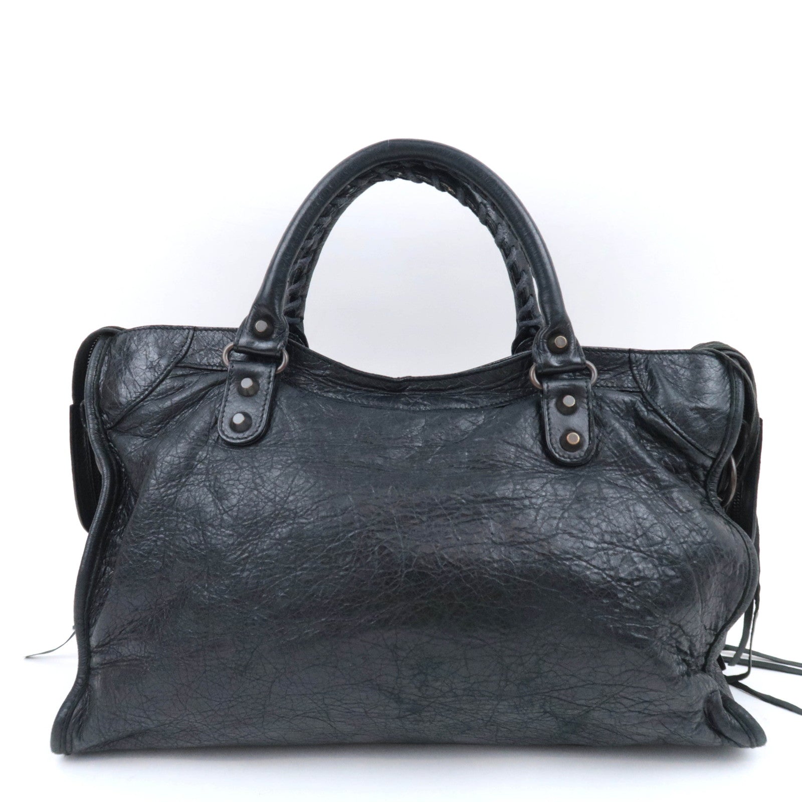 BALENCIAGA The City 2Way Leather Shoulder Bag Black 115748