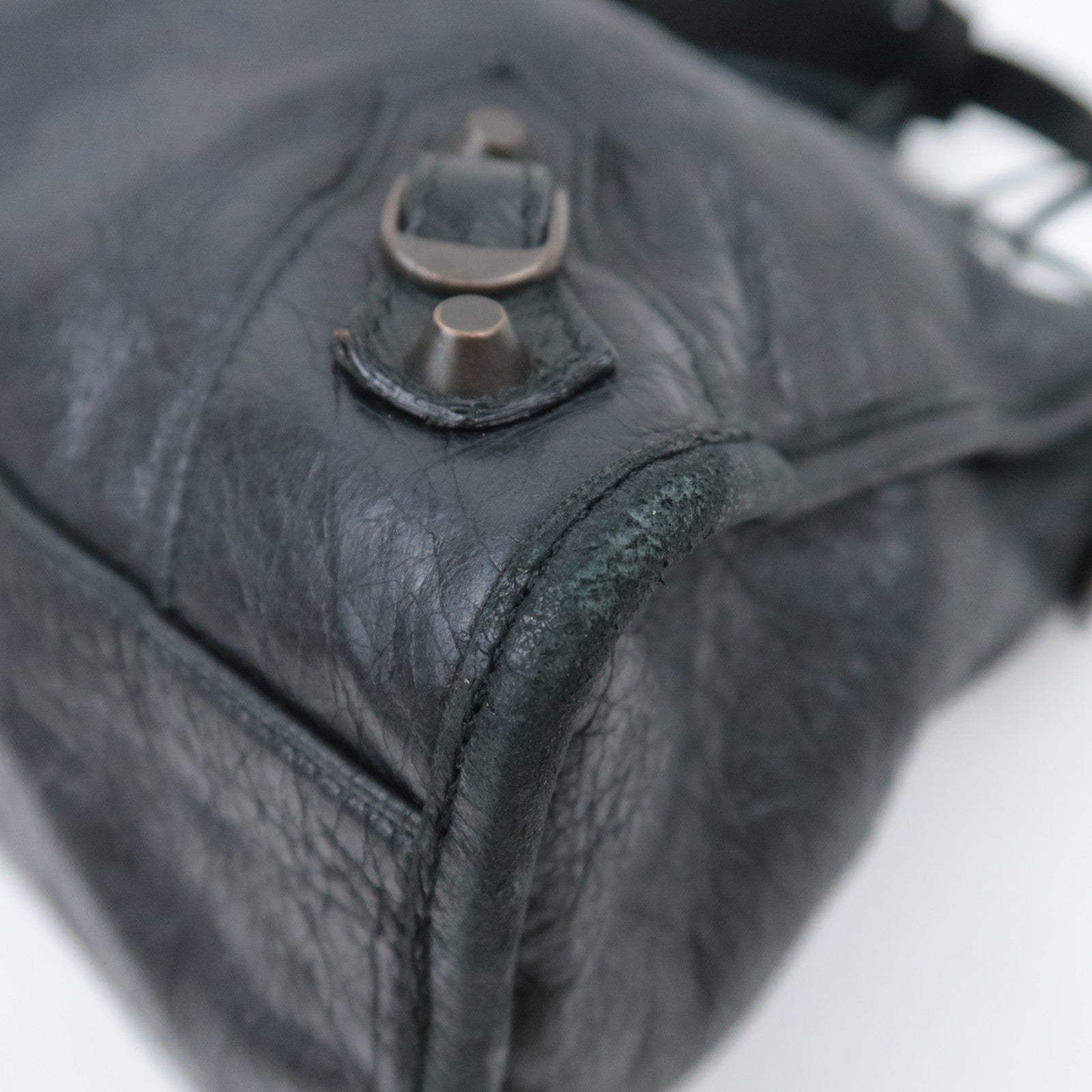 BALENCIAGA The City 2Way Leather Shoulder Bag Black 115748