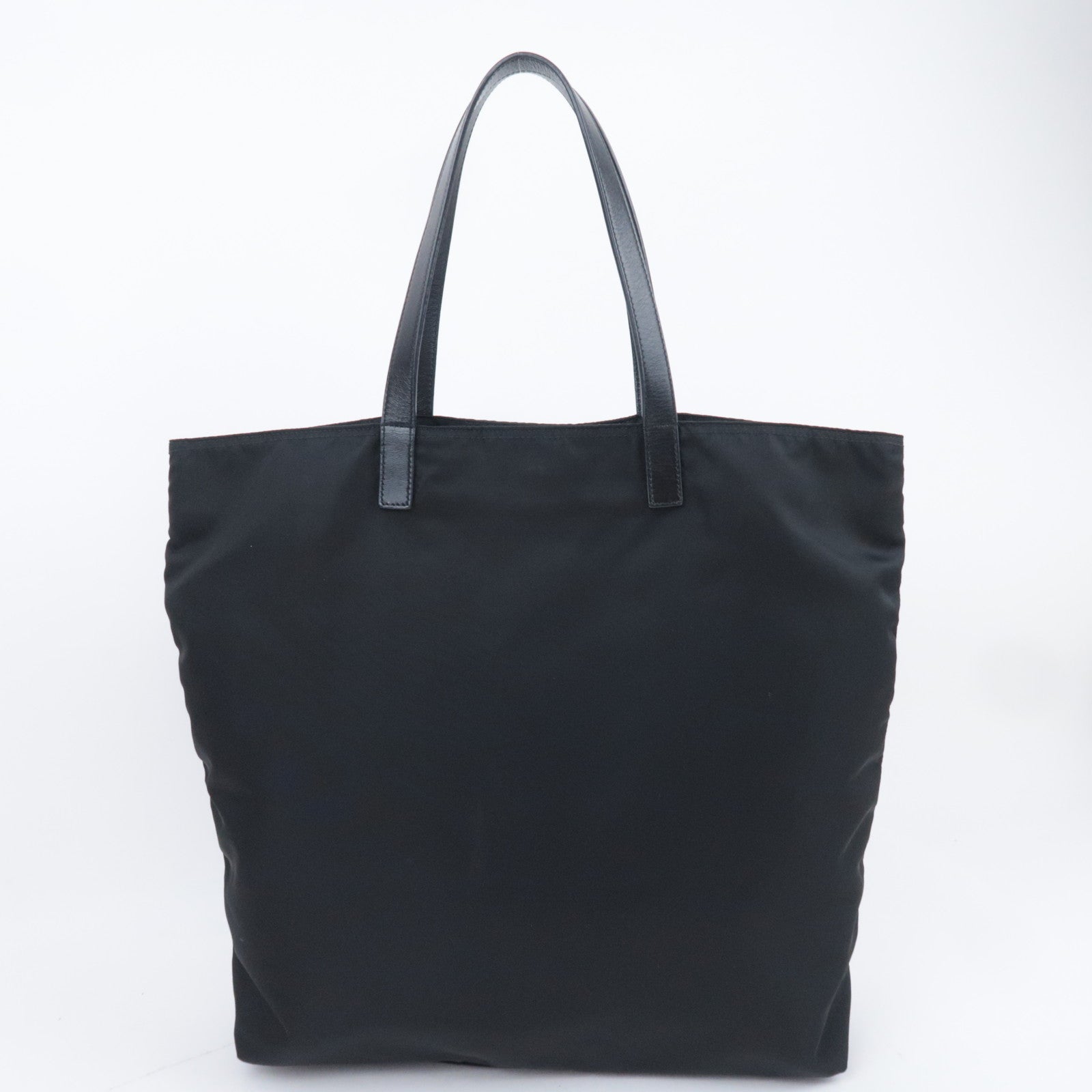 PRADA Nylon Leather Tote Bag Black BR4263