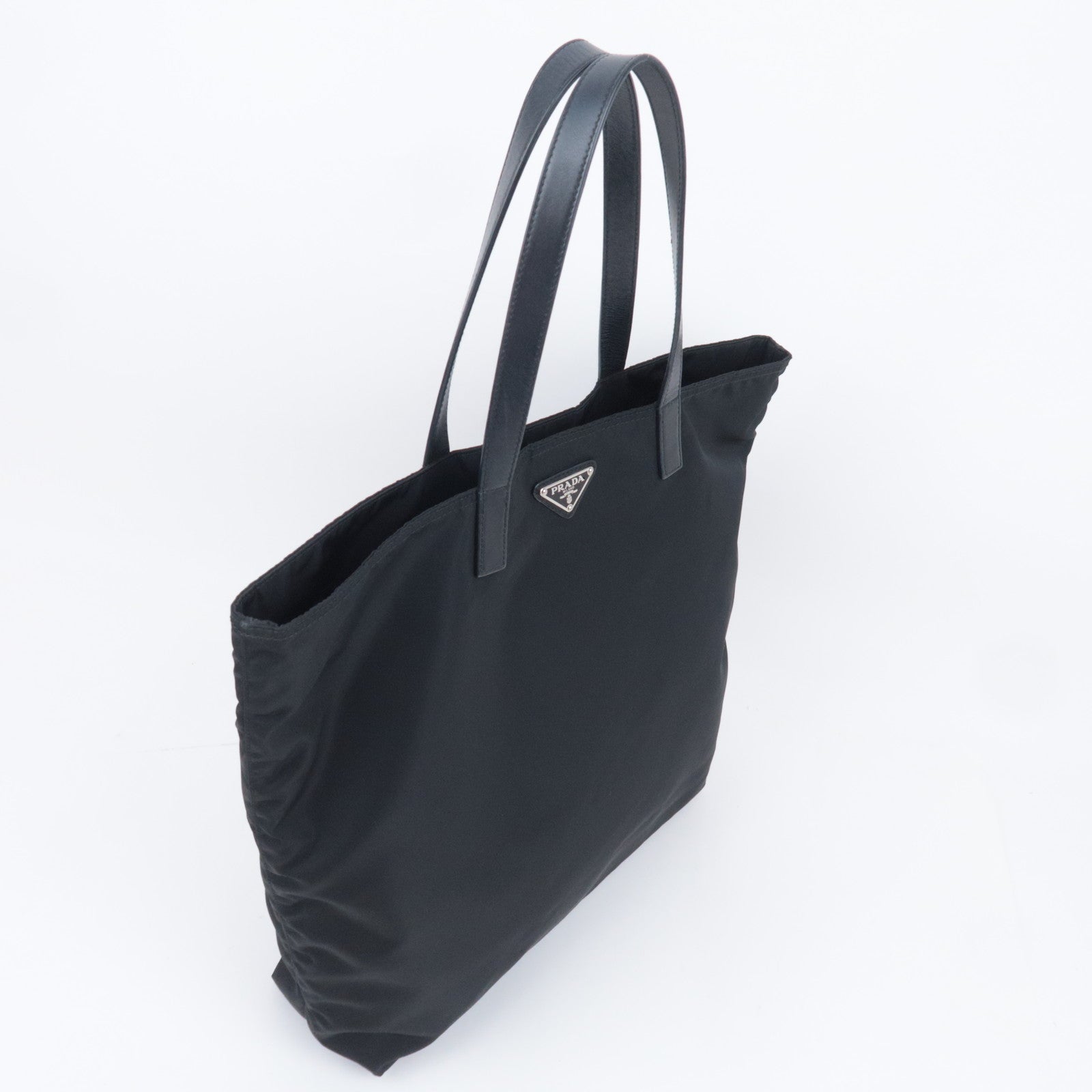 PRADA Nylon Leather Tote Bag Black BR4263