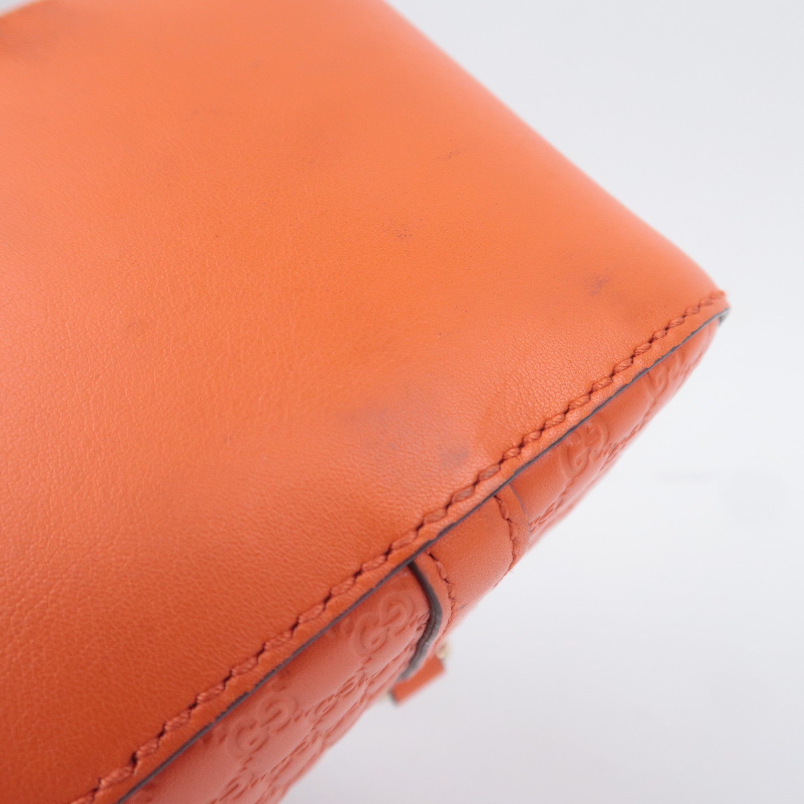 GUCCI Microguccissima 2Way Leather Handbag Orange 510289