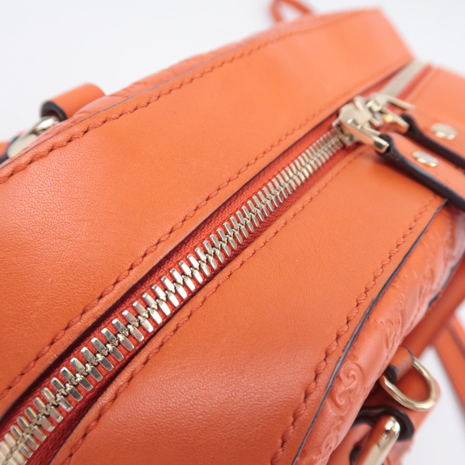 GUCCI Microguccissima 2Way Leather Handbag Orange 510289