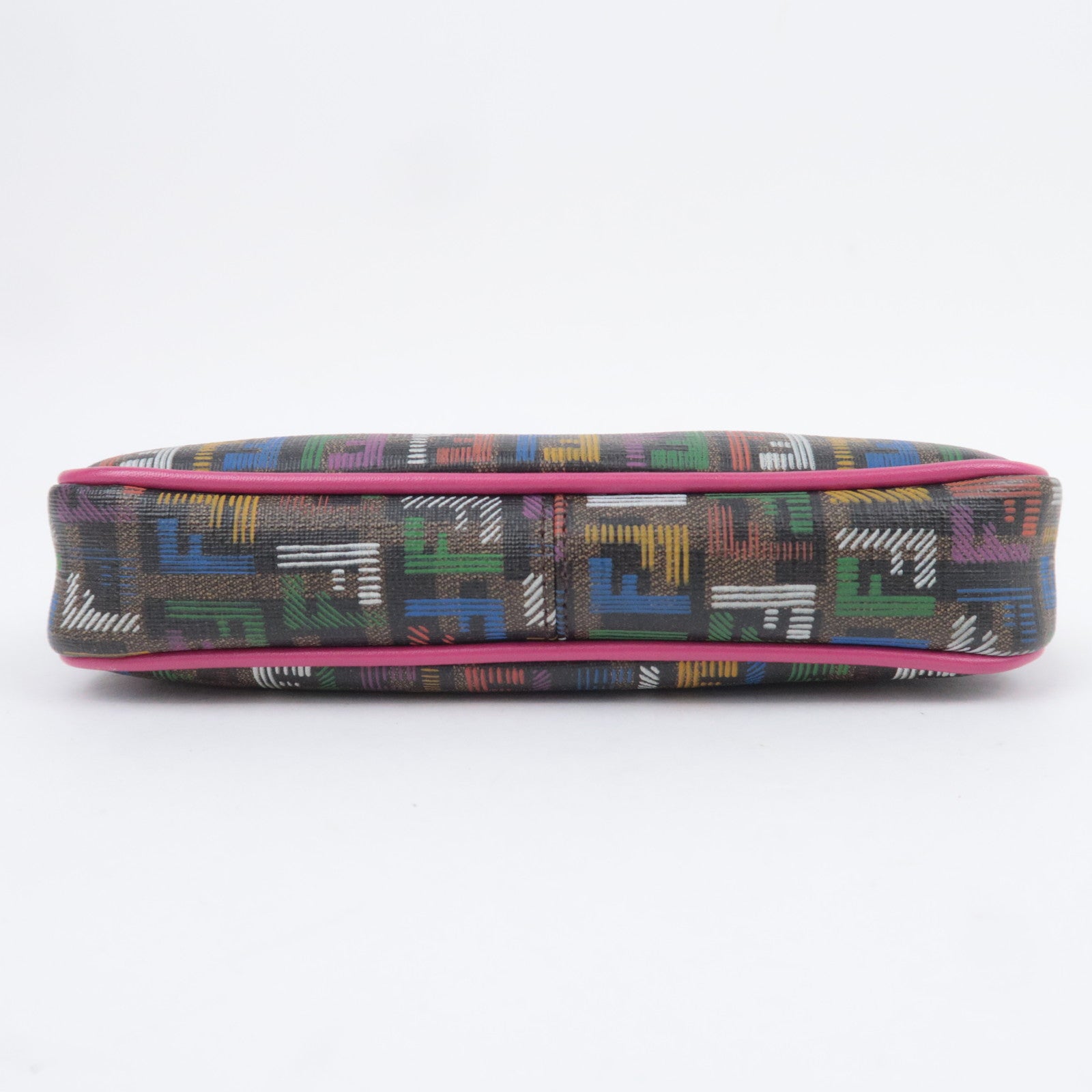 FENDI Zucchino PVC Leather Chain Accessory Pouch Bag Multicolor