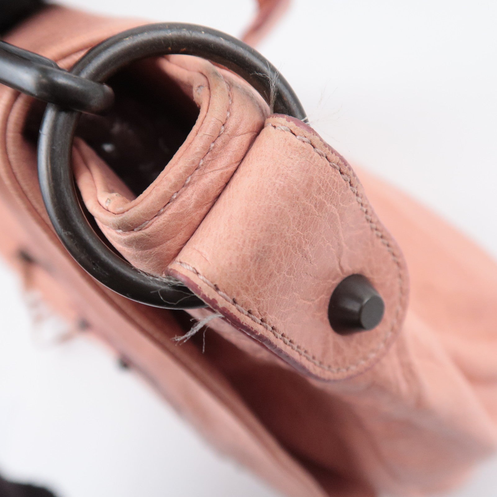 BALENCIAGA The Folk Leather Shoulder Bag Pink 246432