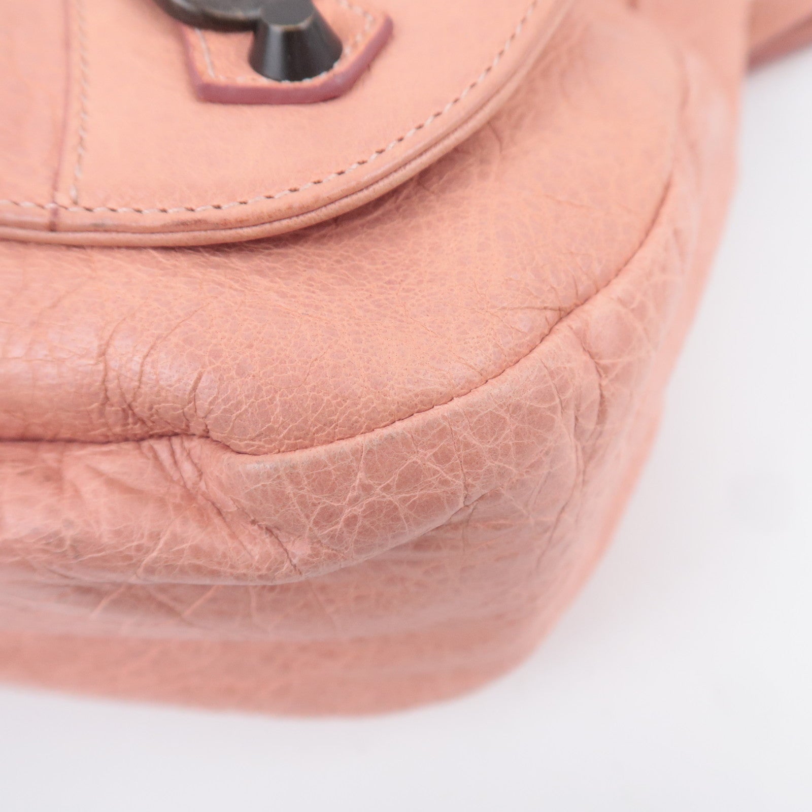 BALENCIAGA The Folk Leather Shoulder Bag Pink 246432