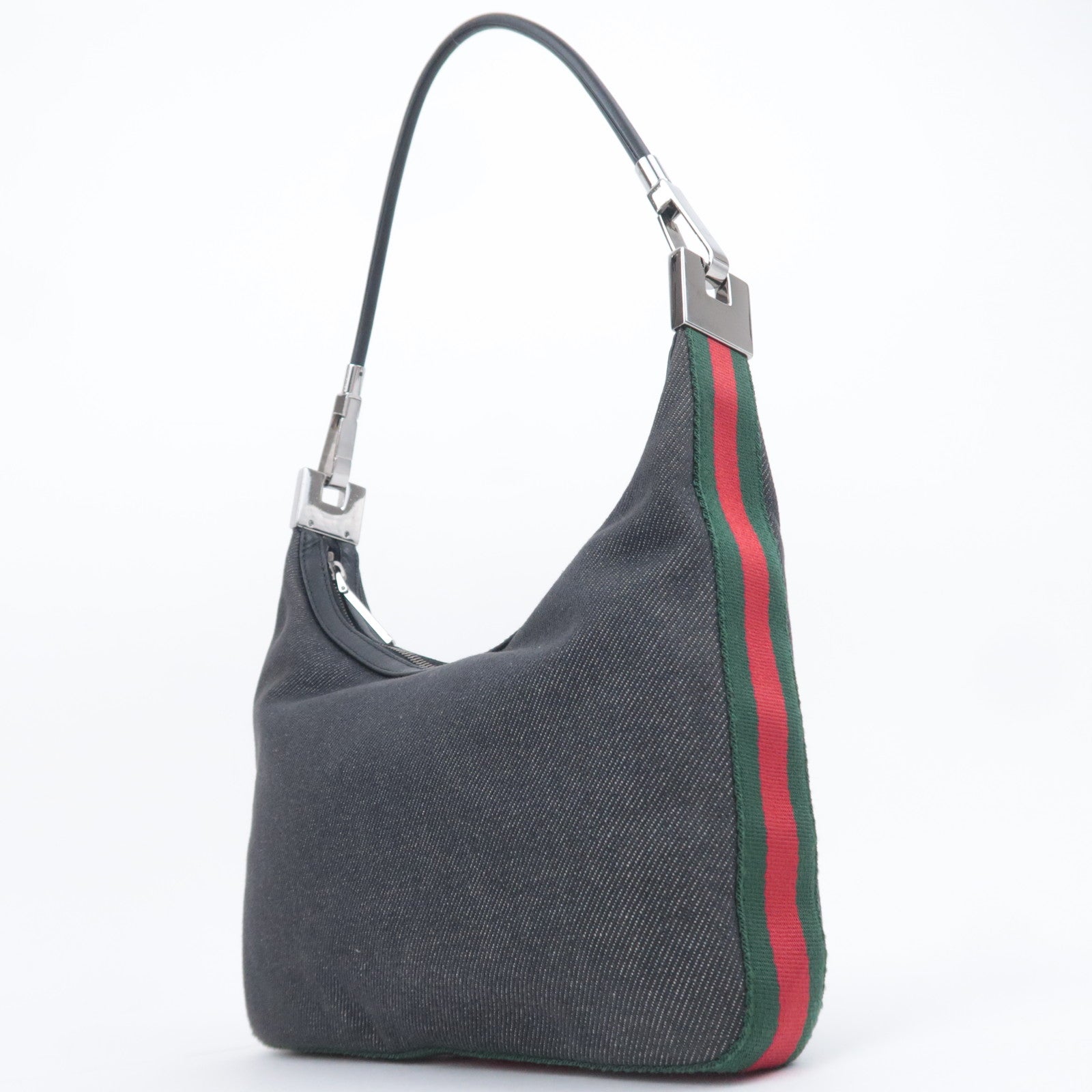 GUCCI Sherry Denim Shoulder Bag Black 01233