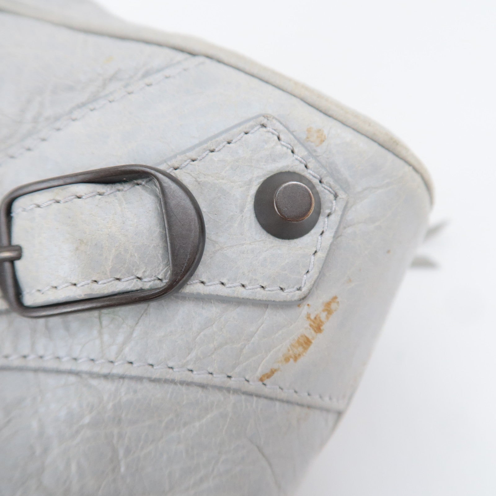 BALENCIAGA The Twiggy 2Way Leather Handbag Light Gray 128523