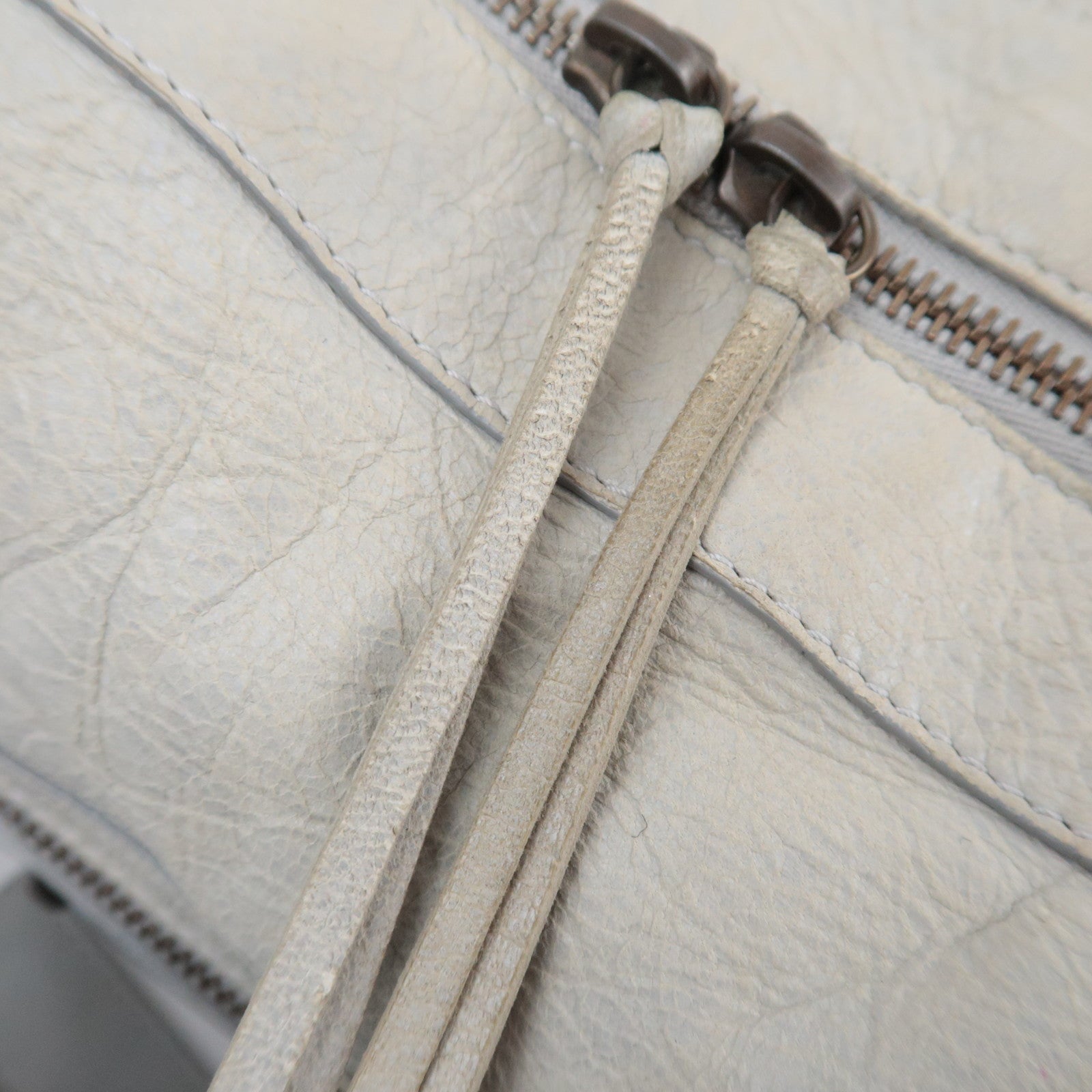 BALENCIAGA The Twiggy 2Way Leather Handbag Light Gray 128523