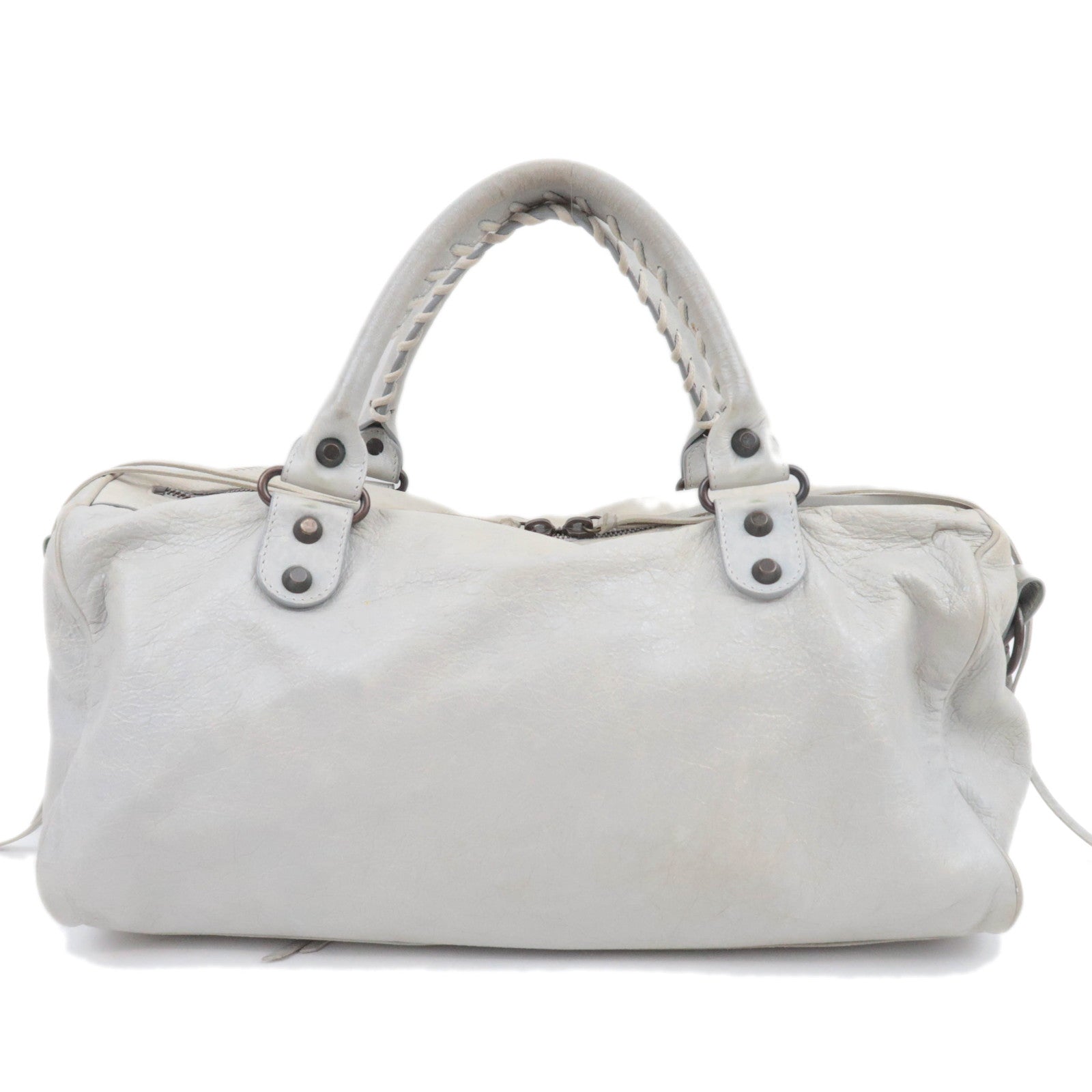 BALENCIAGA The Twiggy 2Way Leather Handbag Light Gray 128523