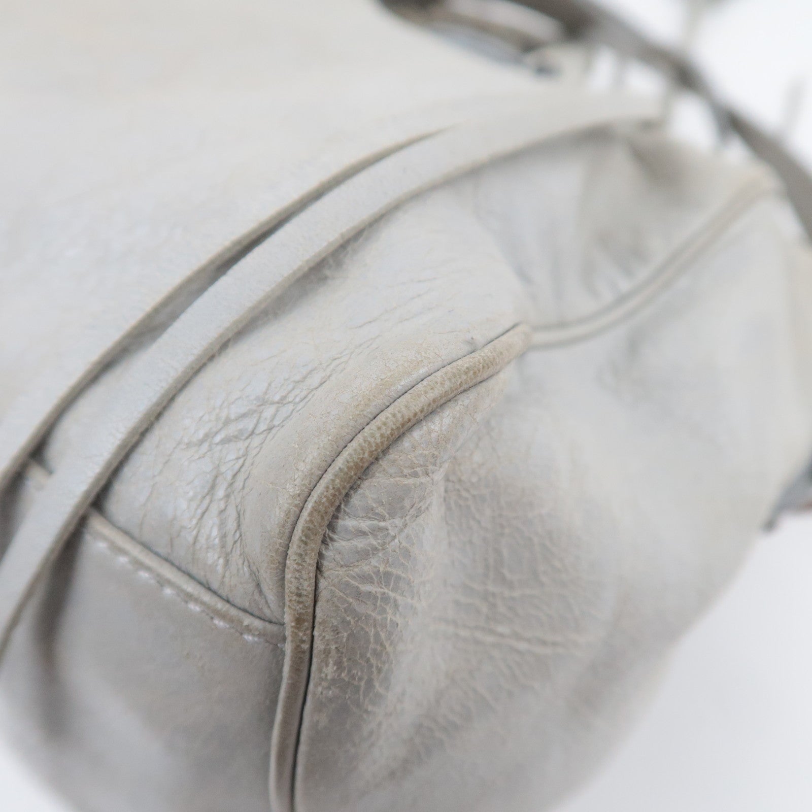 BALENCIAGA The Twiggy 2Way Leather Handbag Light Gray 128523