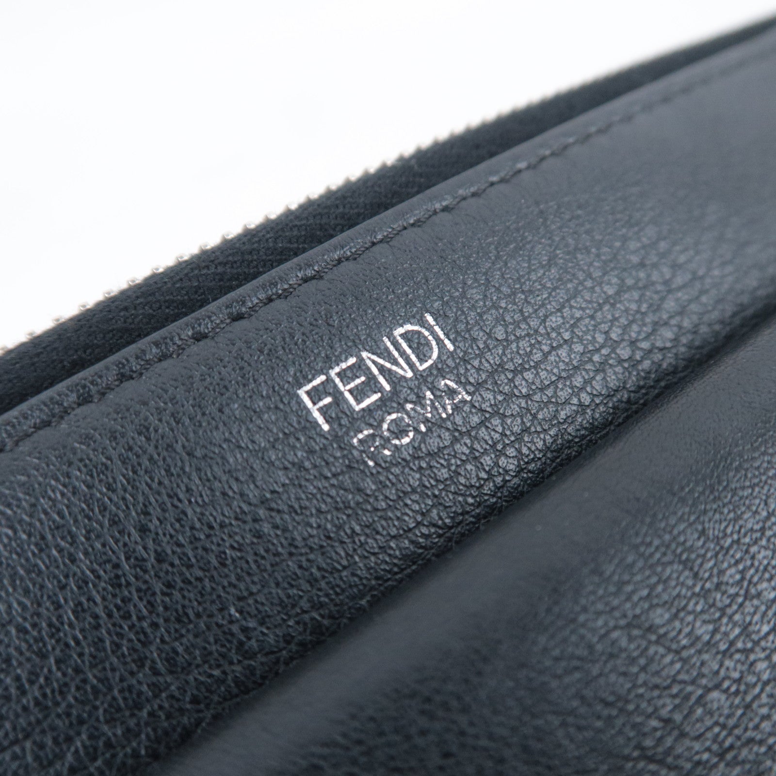 FENDI 2 Jours Multi Studs Leather Shoulder Bag Black 8M0369