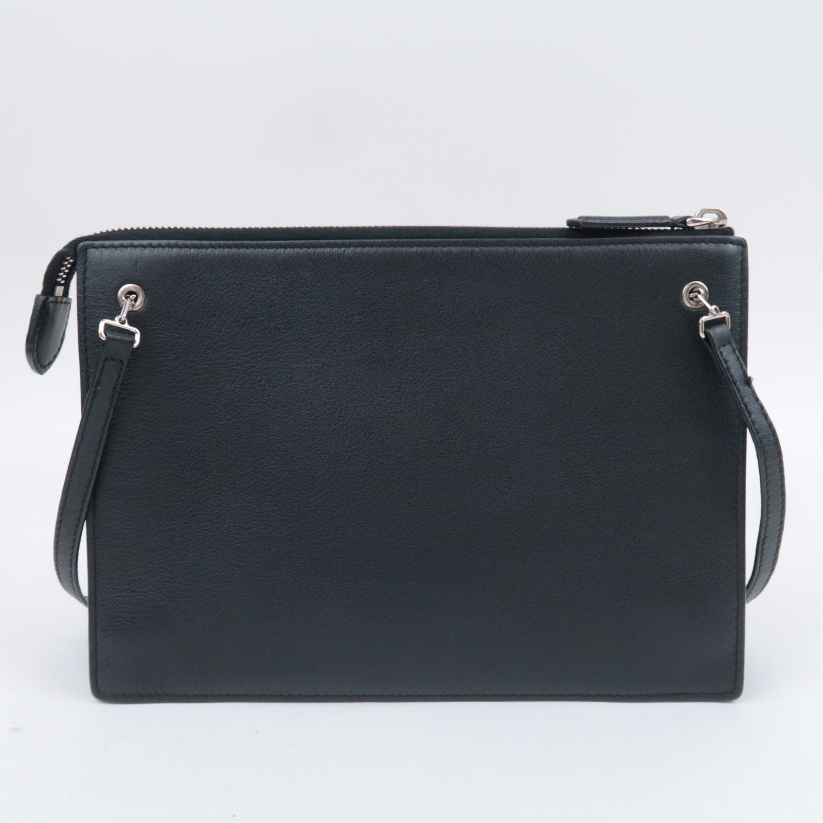 FENDI 2 Jours Multi Studs Leather Shoulder Bag Black 8M0369