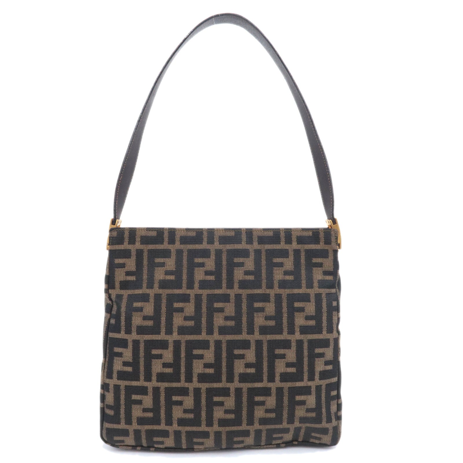 FENDI Zucca Canvas Leather Shoulder Bag Brown90825