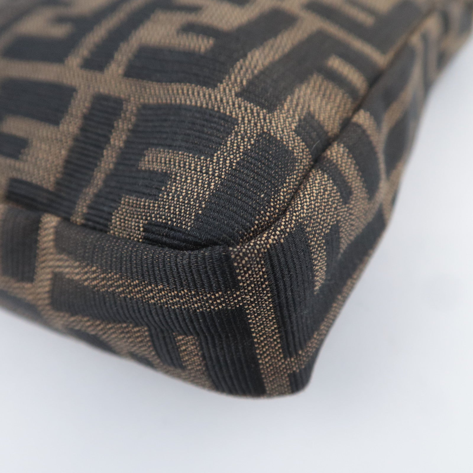 FENDI Zucca Canvas Leather Shoulder Bag Brown