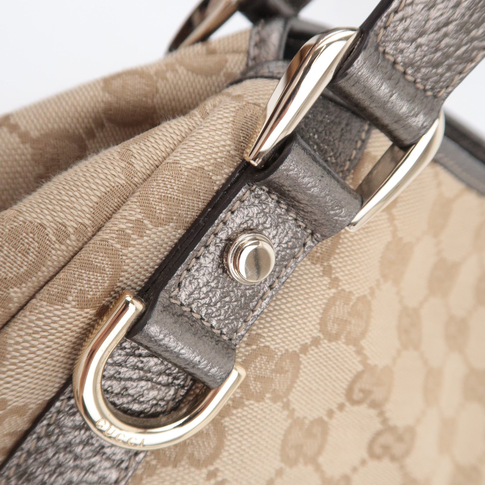 GUCCI Abby GG Canvas Tote Bag Beige Bronze 130736
