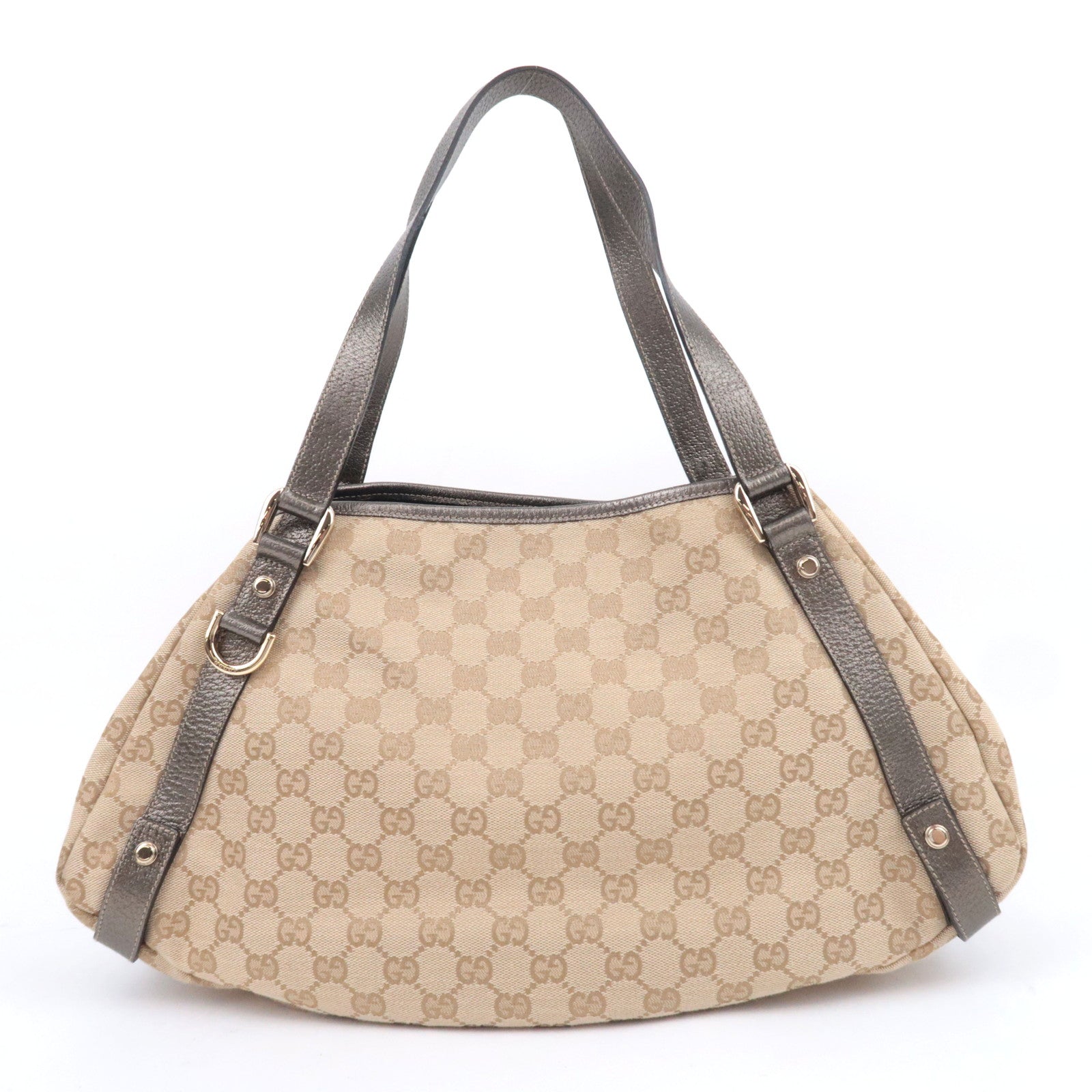 GUCCI Abby GG Canvas Tote Bag Beige Bronze 130736