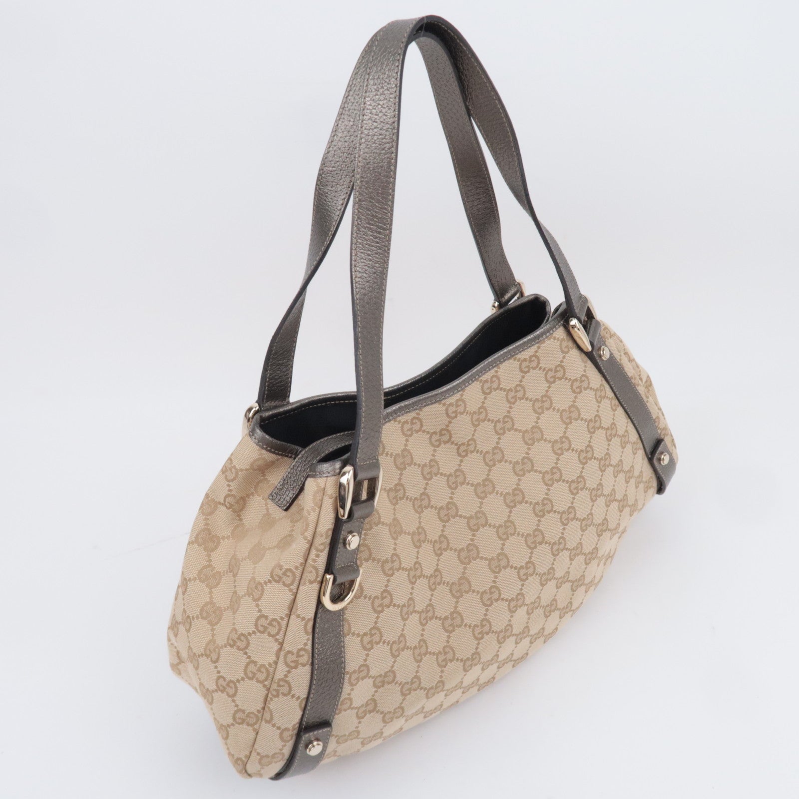 GUCCI Abby GG Canvas Tote Bag Beige Bronze 130736