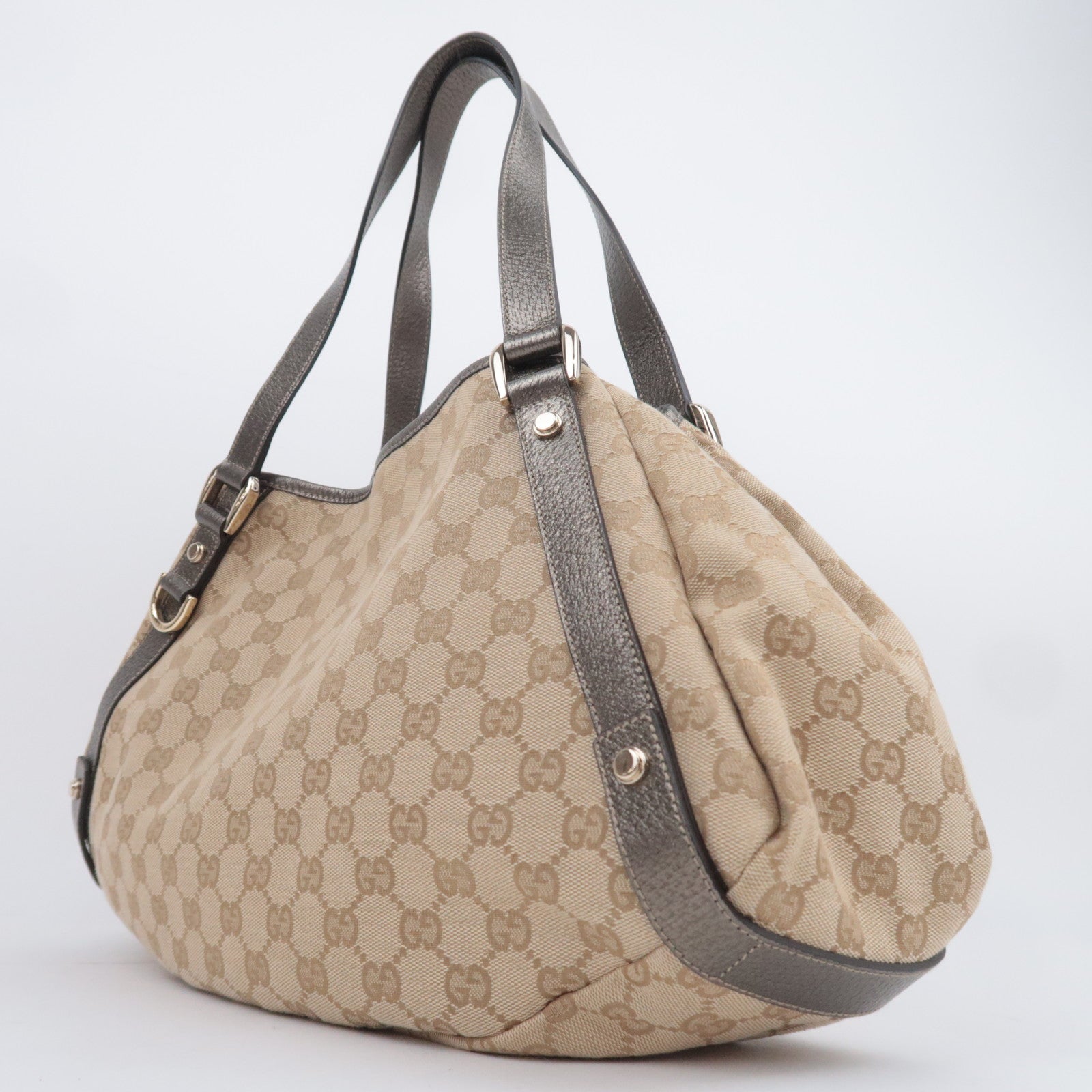 GUCCI Abby GG Canvas Tote Bag Beige Bronze 130736