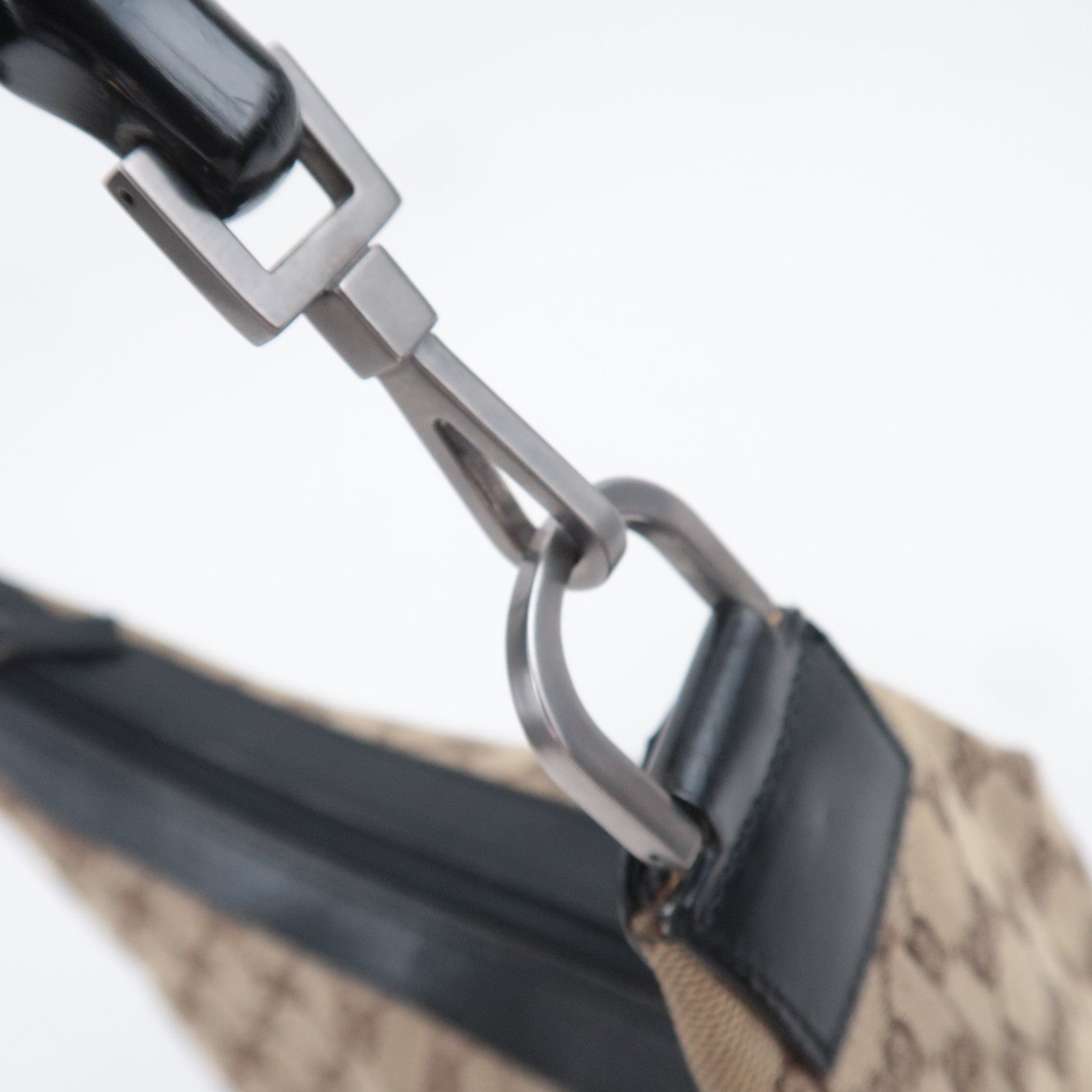 GUCCI Bamboo GG Canvas Shoulder Bag Beige Black 000.0531