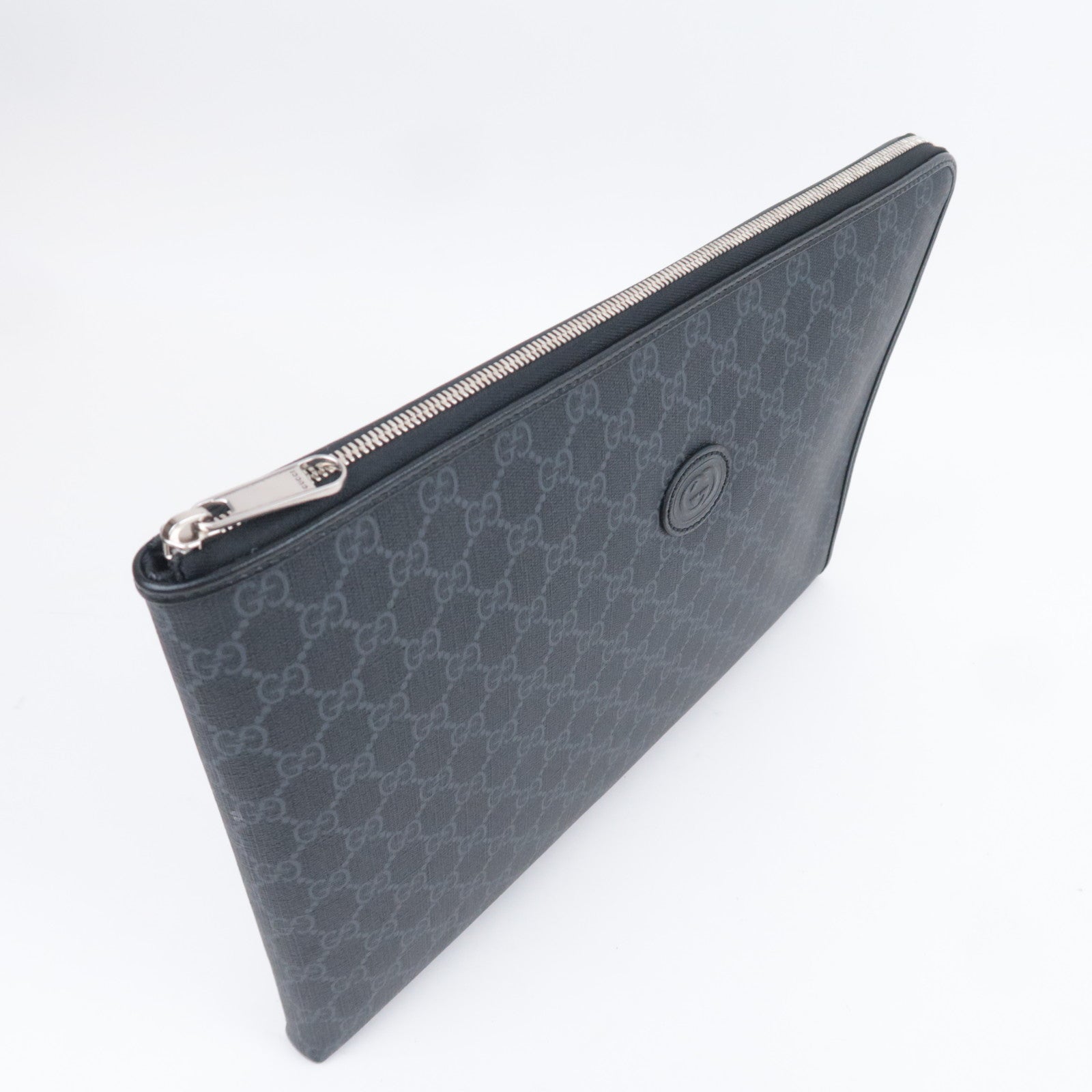 GUCCI GG Supreme Clutch Bag Black 792117