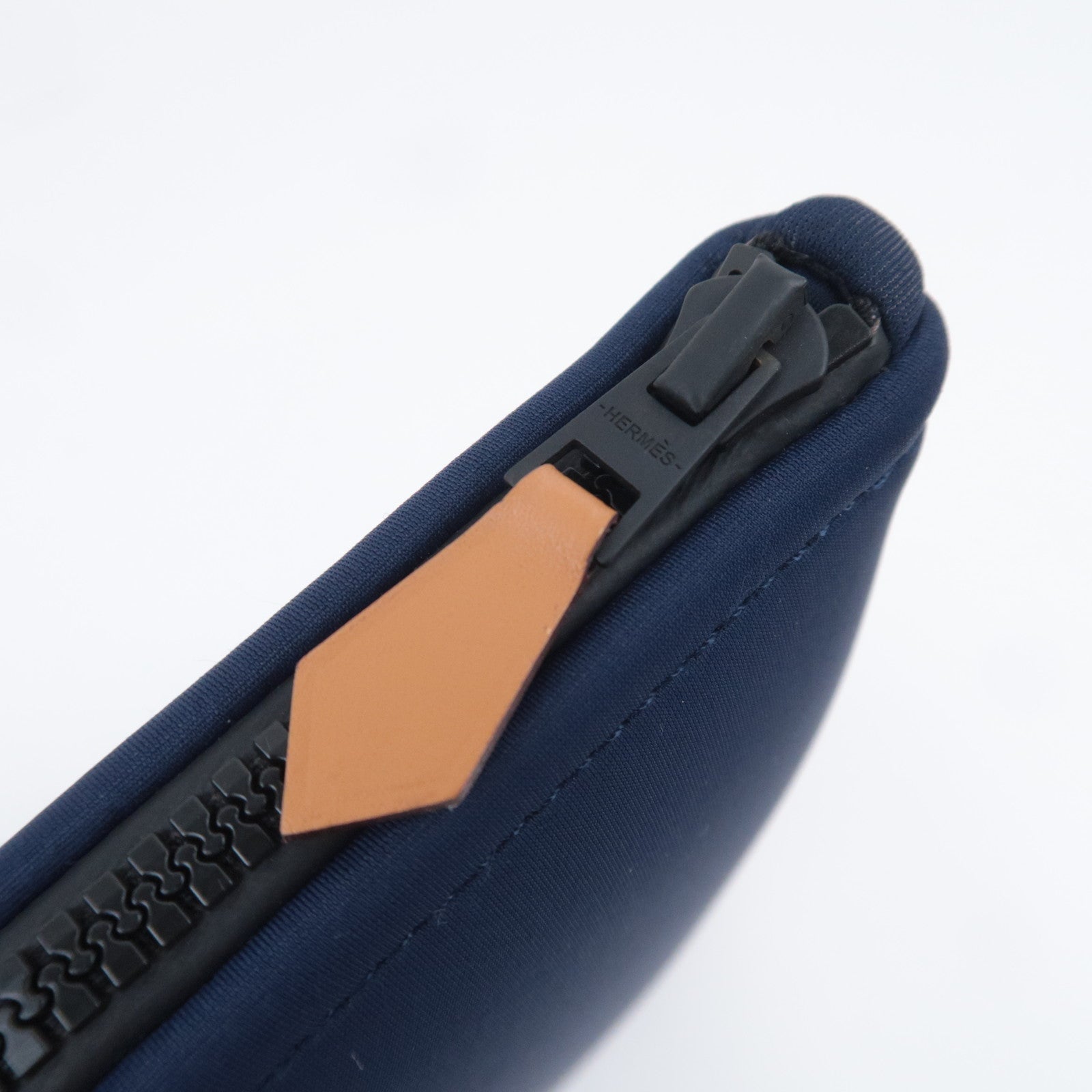 HERMES Neo Bain GM Clutch Bag Neoprene Navy