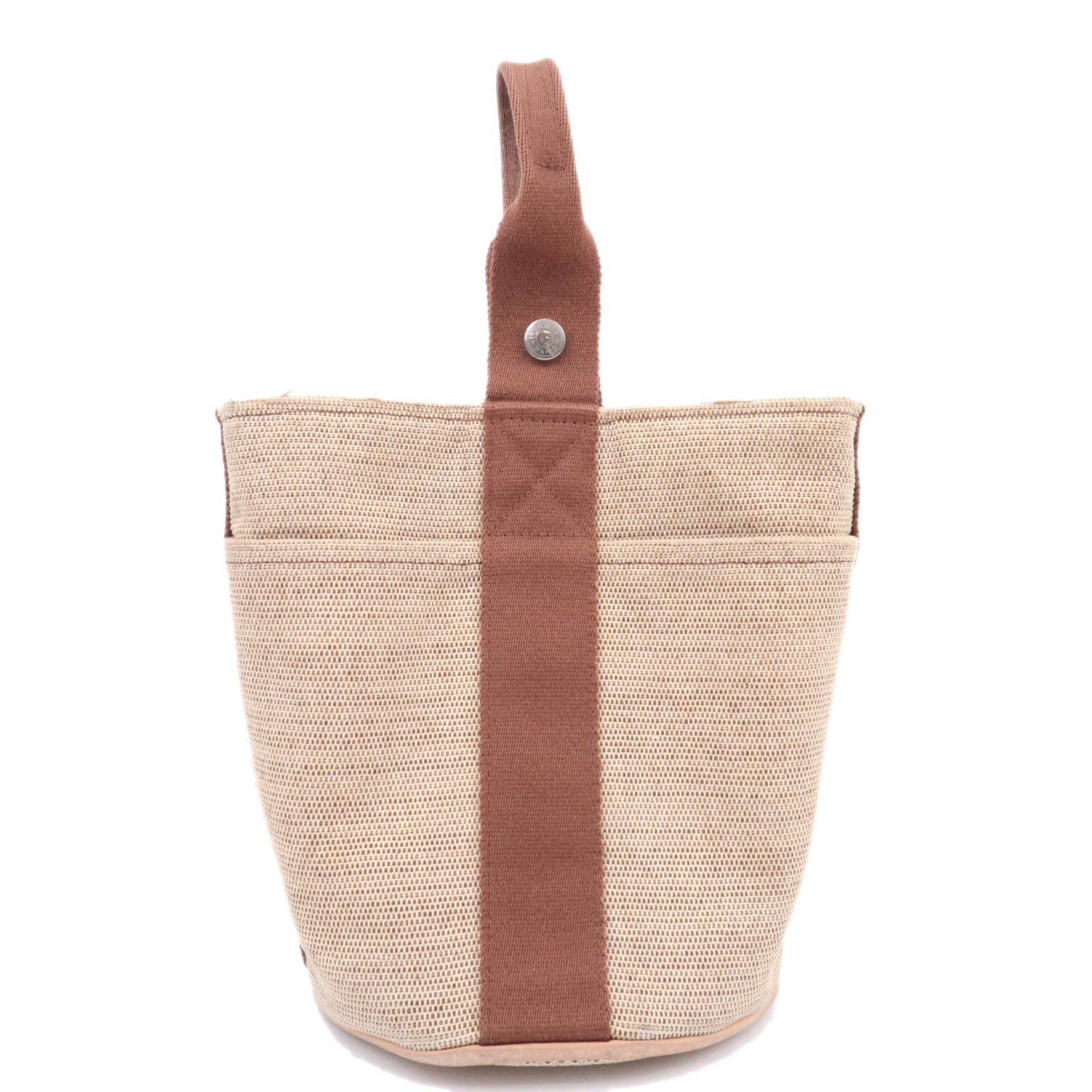 HERMES Saxo PM Canvas Handbag Beige Brown90835