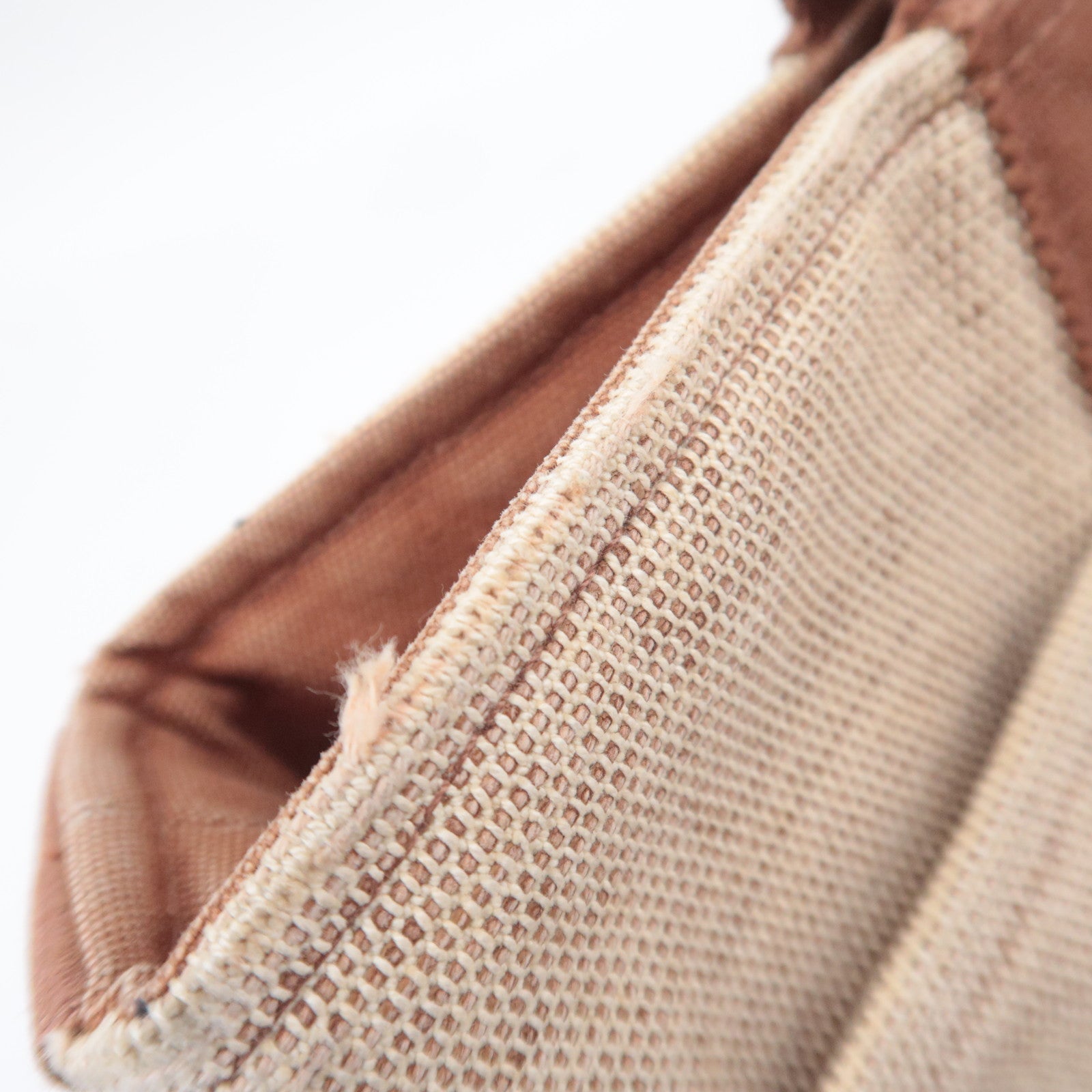 HERMES Saxo PM Canvas Handbag Beige Brown