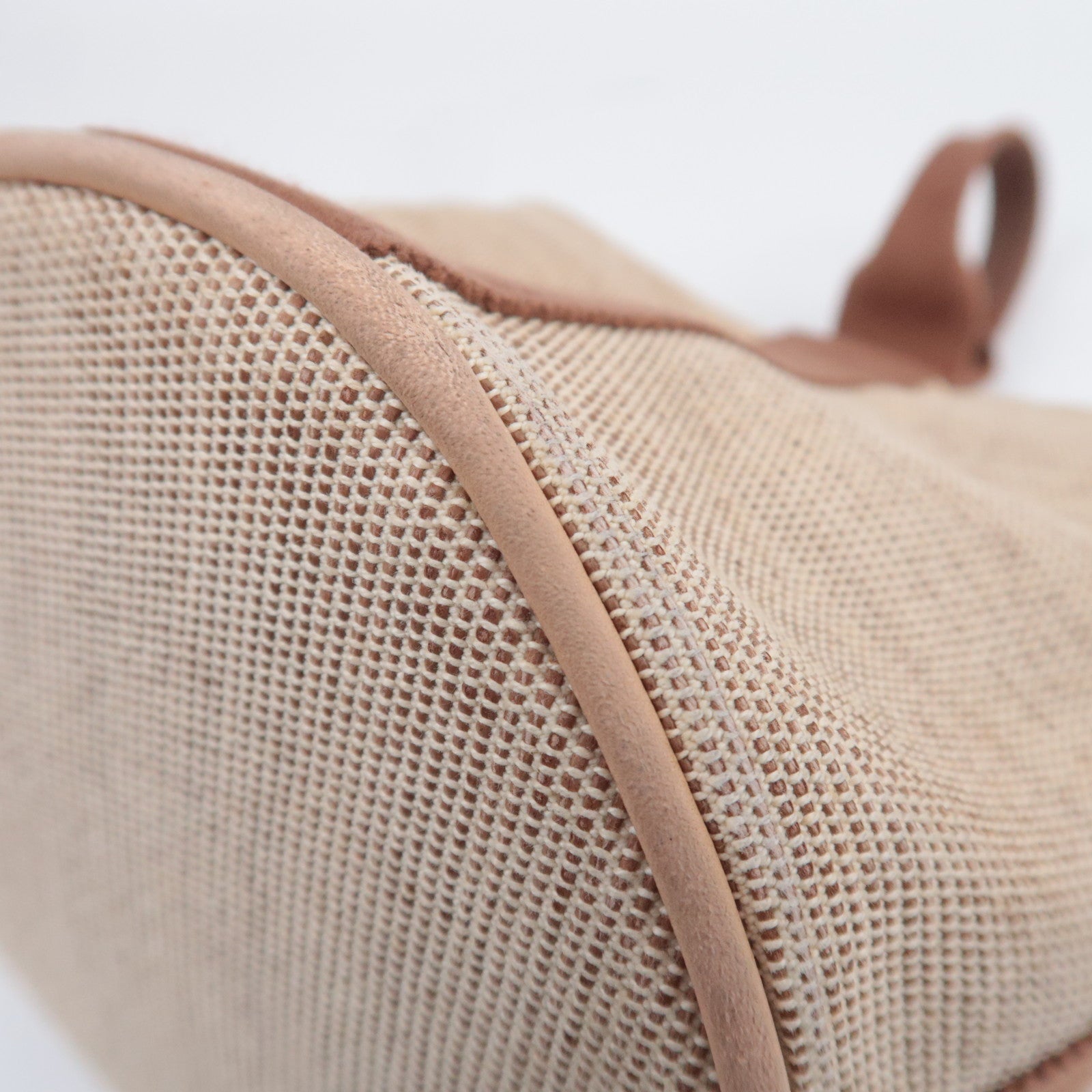 HERMES Saxo PM Canvas Handbag Beige Brown