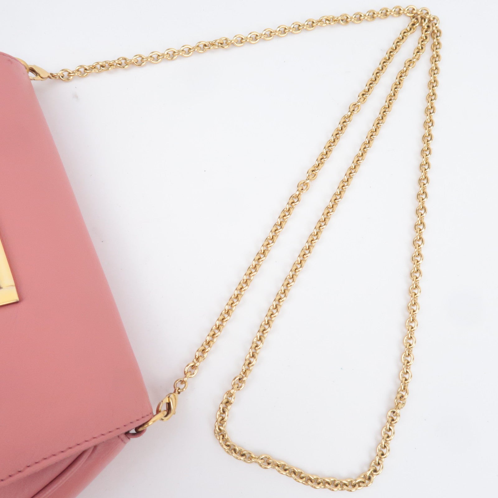 FENDI Leather Chain Shoulder Bag Pink 8M0276