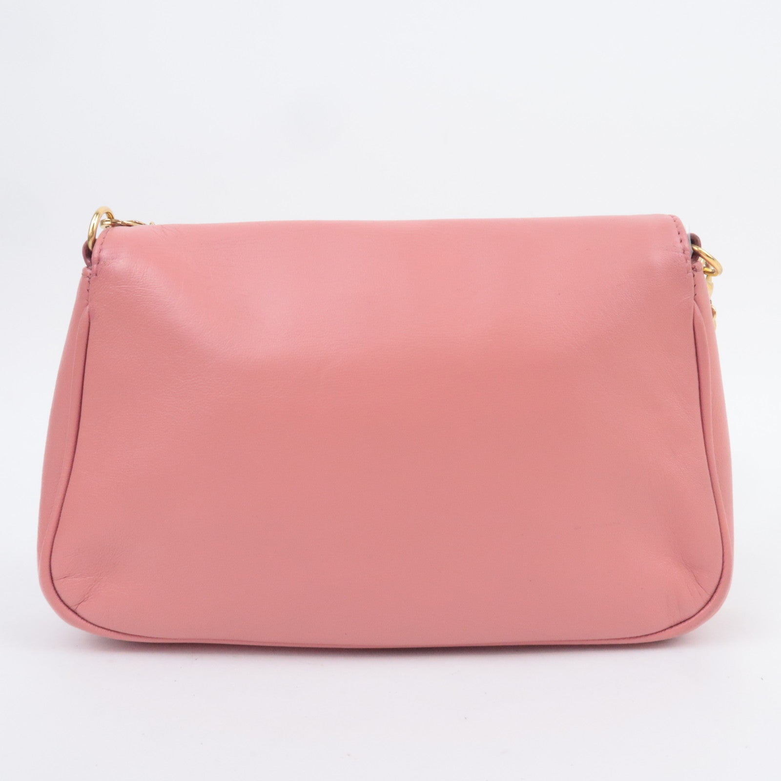 FENDI Leather Chain Shoulder Bag Pink 8M0276