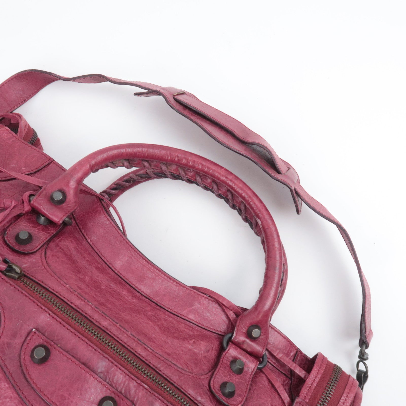 BALENCIAGA The City 2Way Leather Shoulder Bag Red 115748