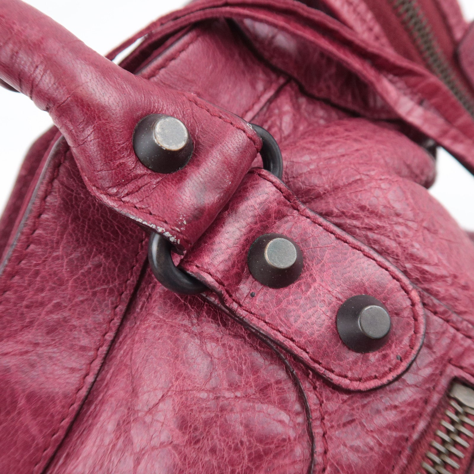 BALENCIAGA The City 2Way Leather Shoulder Bag Red 115748