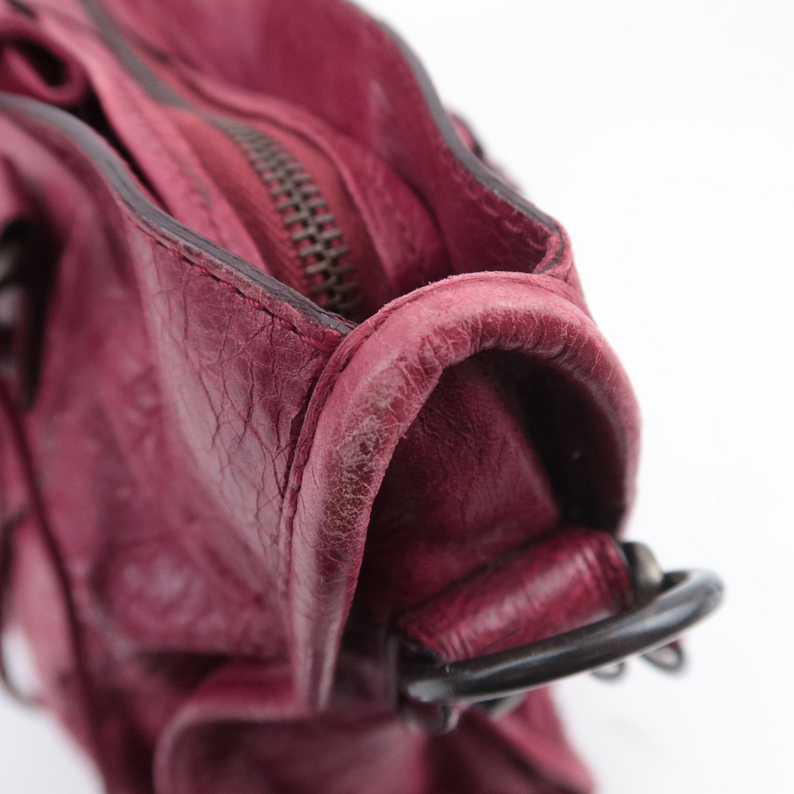 BALENCIAGA The City 2Way Leather Shoulder Bag Red 115748