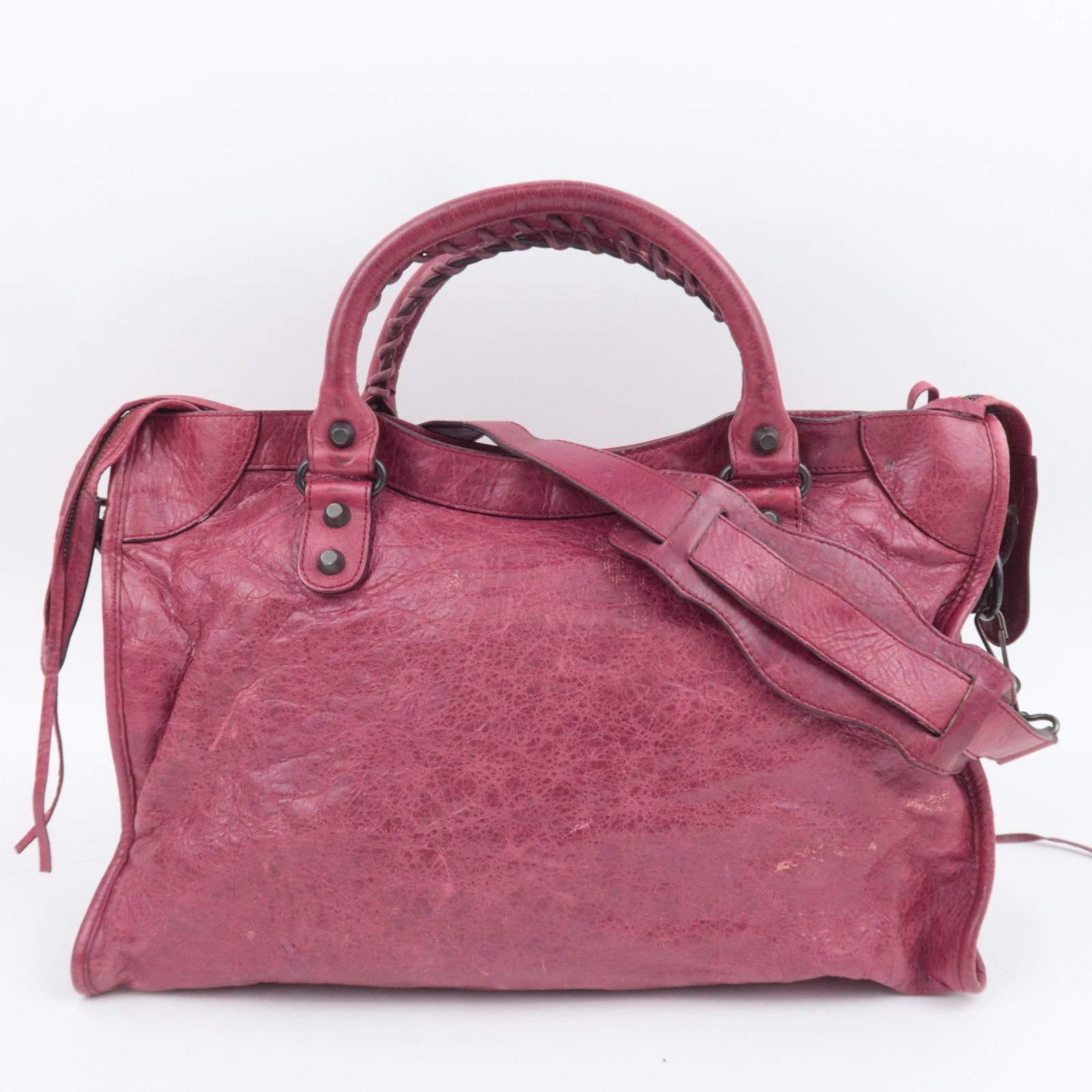 BALENCIAGA The City 2Way Leather Shoulder Bag Red 115748