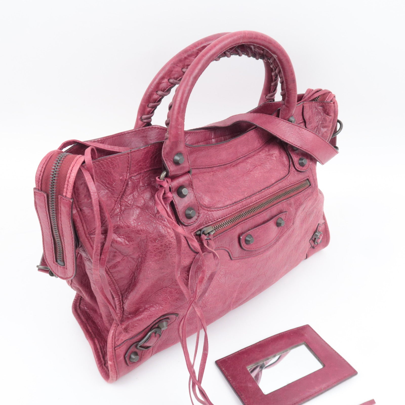 BALENCIAGA The City 2Way Leather Shoulder Bag Red 115748