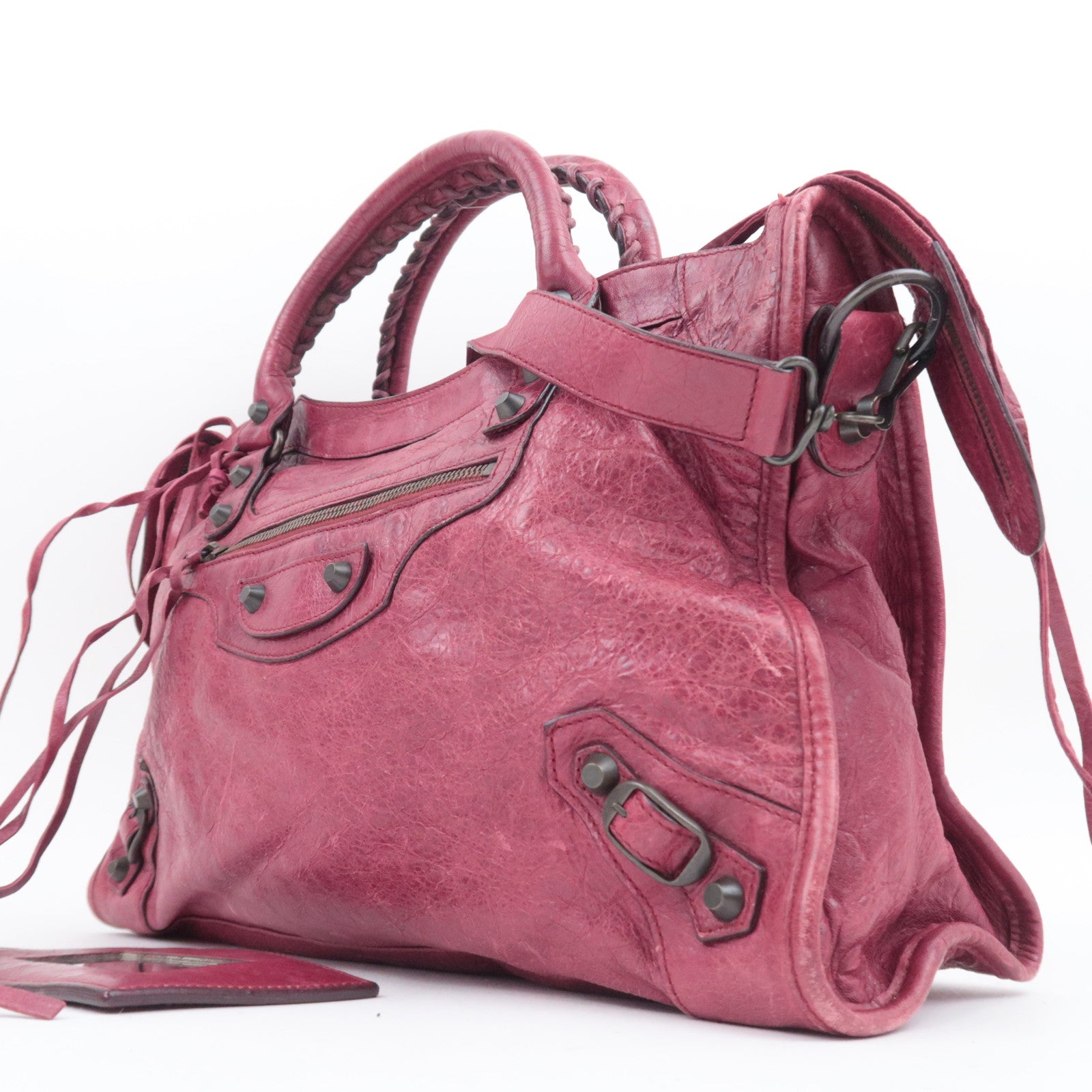 BALENCIAGA The City 2Way Leather Shoulder Bag Red 115748