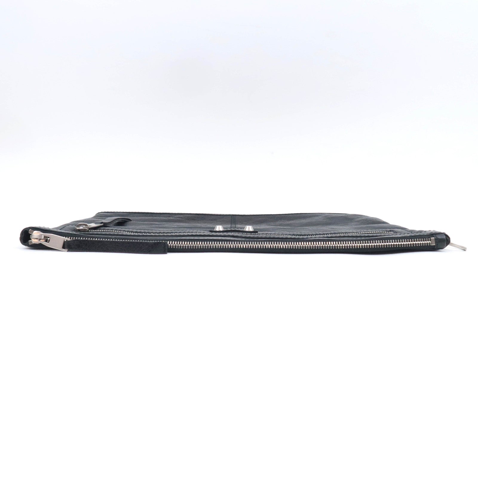 BALENCIAGA Classic Clip L Leather Clutch Bag Black 273023