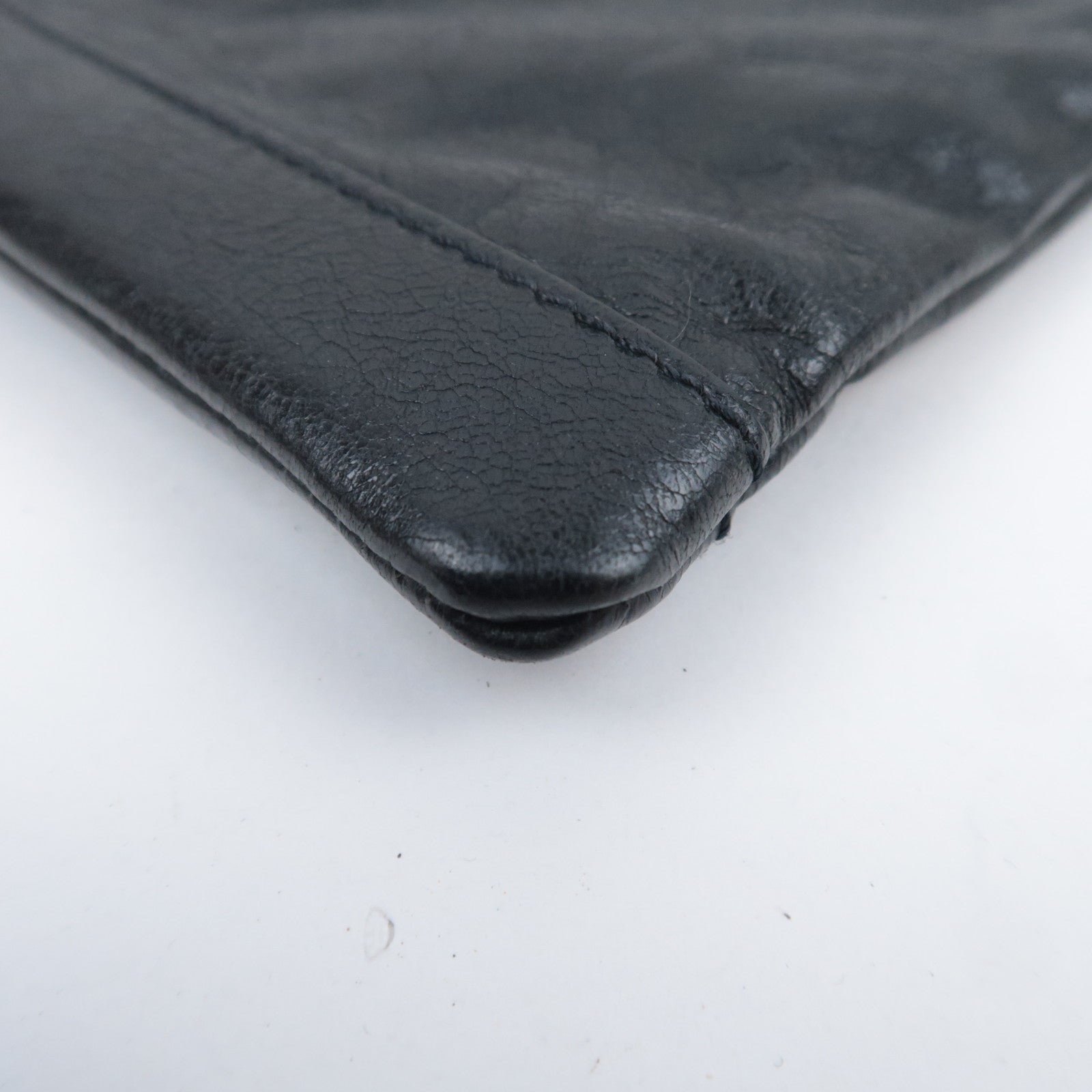 BALENCIAGA Classic Clip L Leather Clutch Bag Black 273023