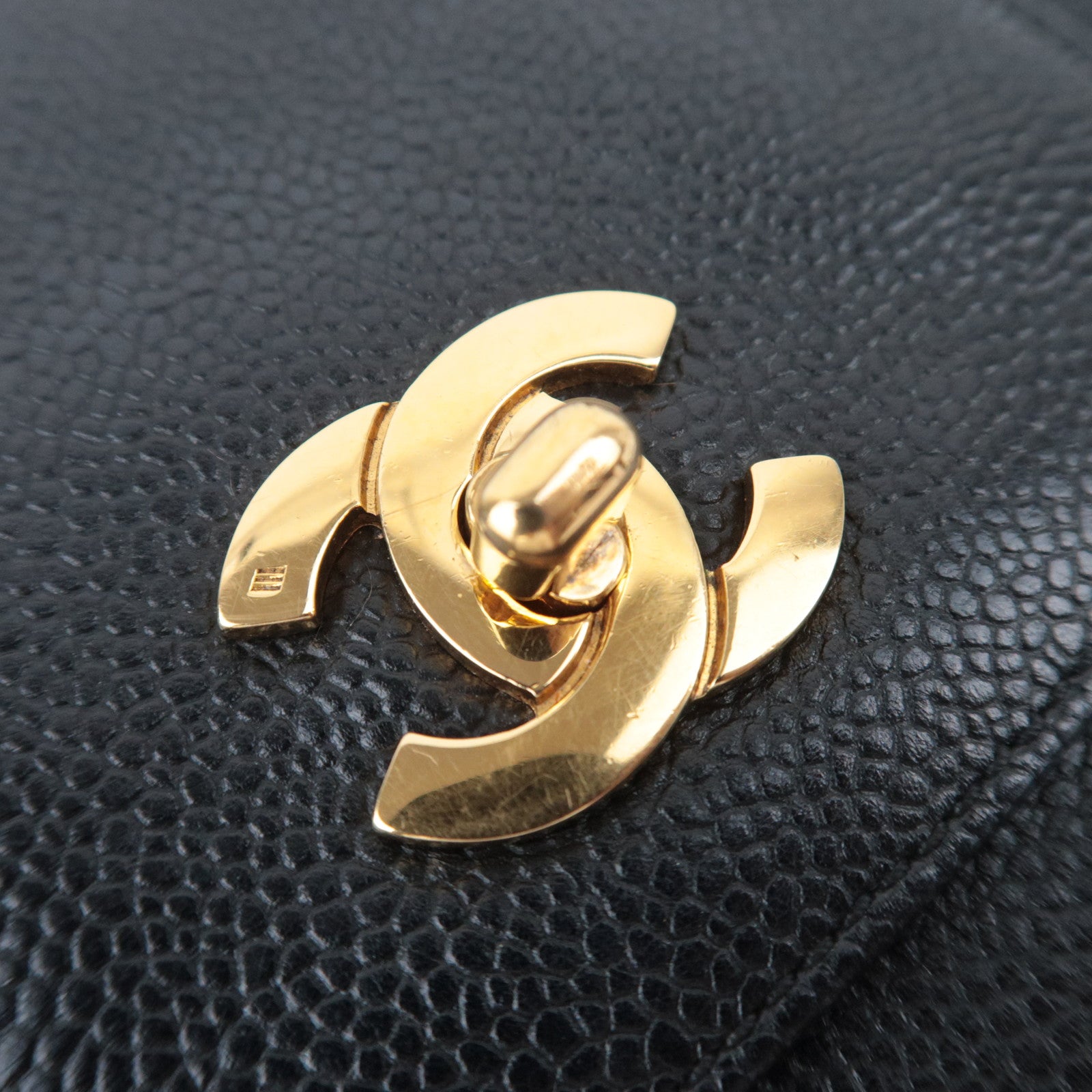 CHANEL Supermodel Medium Shoulder Bag Caviarskin Black Gold HDW