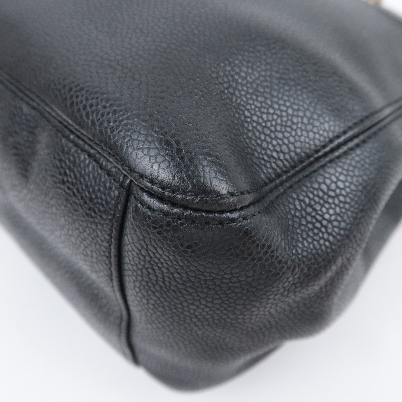 CHANEL Supermodel Medium Shoulder Bag Caviarskin Black Gold HDW
