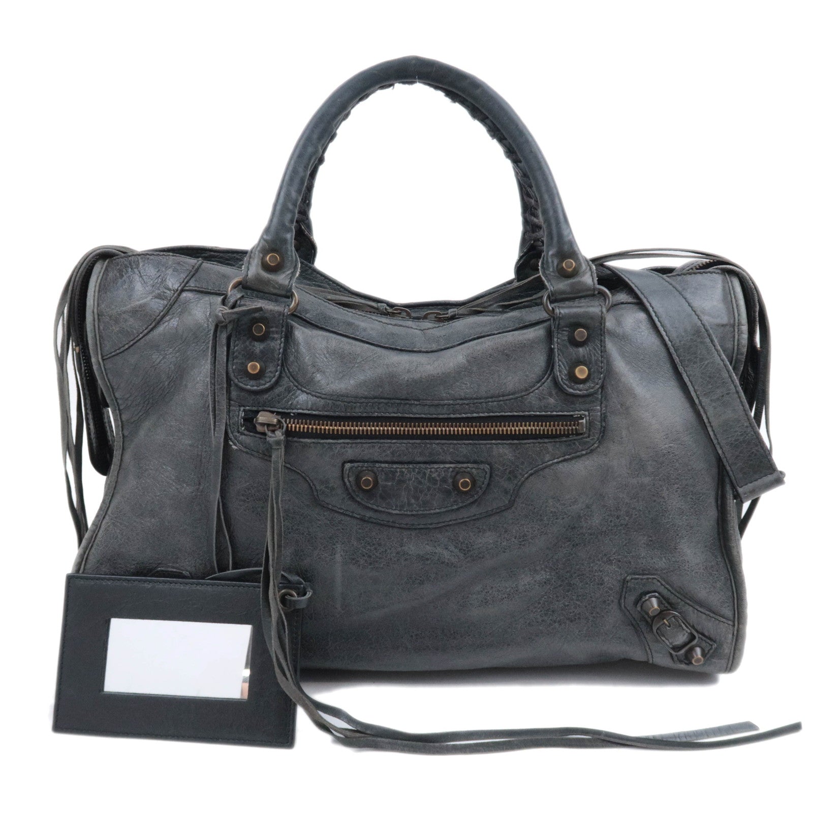 BALENCIAGA The City 2Way Leather Shoulder Bag Gray 11574890882