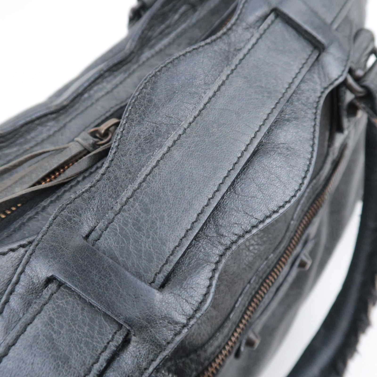 BALENCIAGA The City 2Way Leather Shoulder Bag Gray 115748