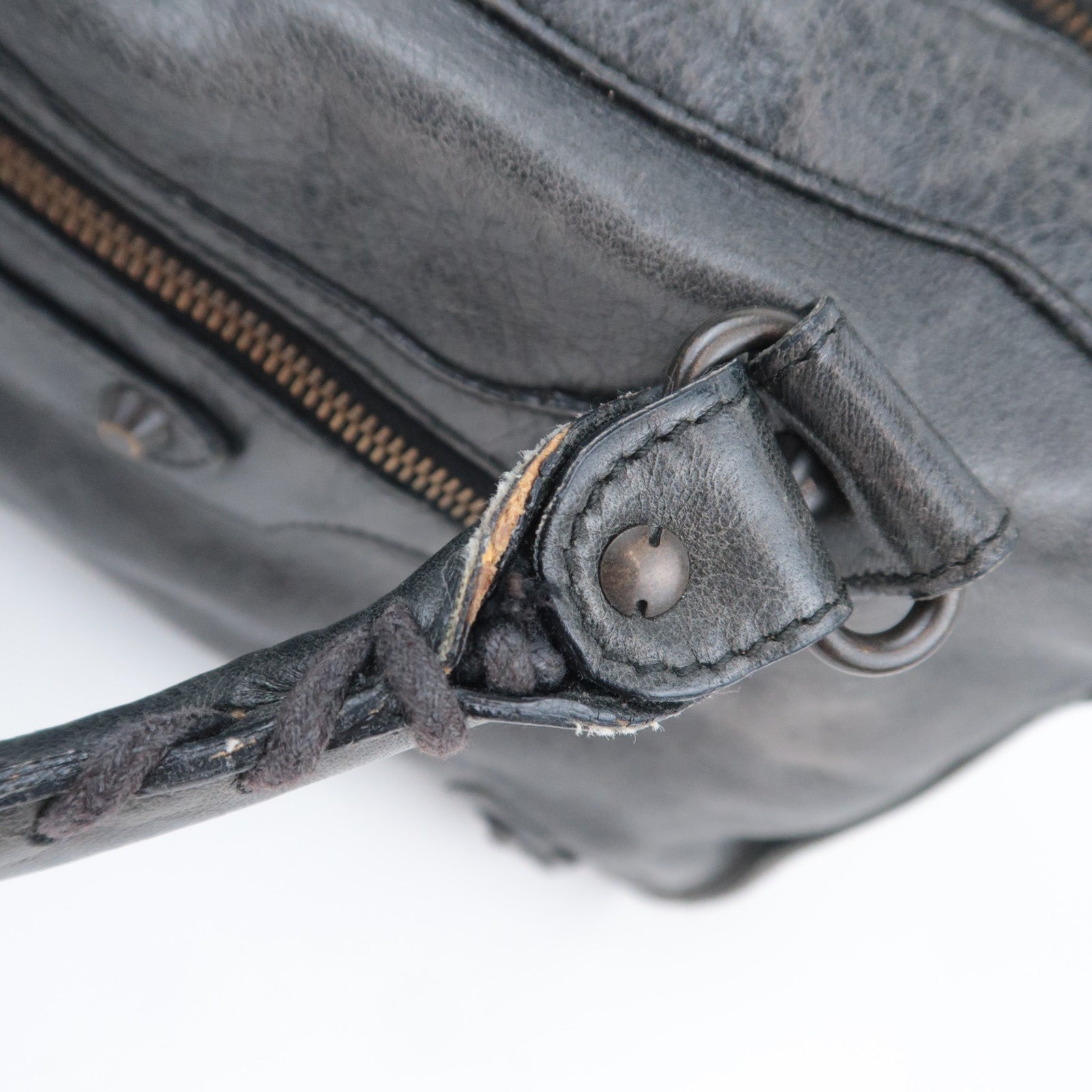 BALENCIAGA The City 2Way Leather Shoulder Bag Gray 115748