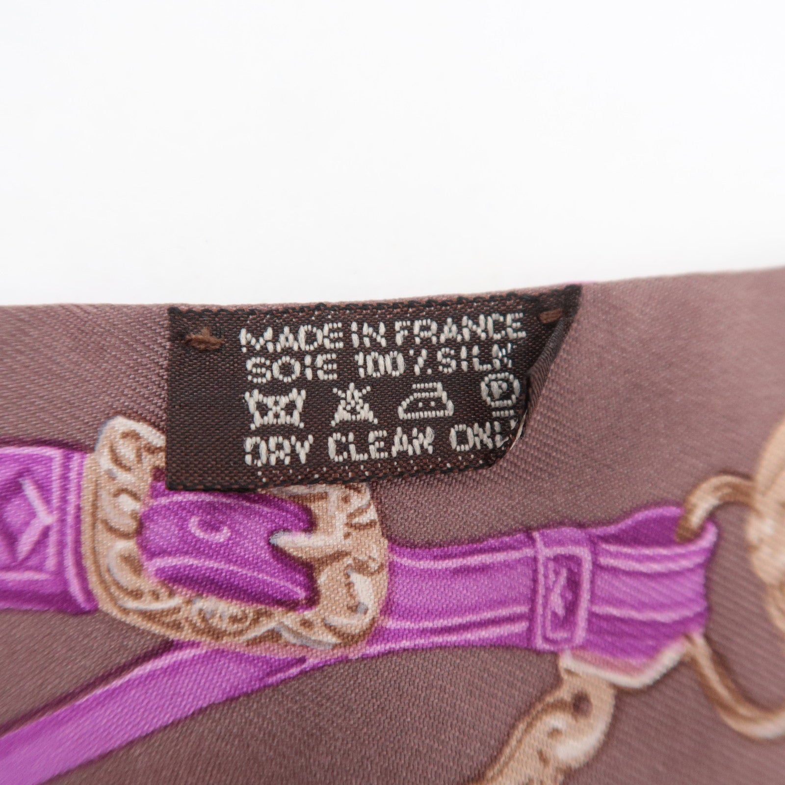 HERMES Twilly Scarf BRIDES de GALA 100% Silk Brown Purple