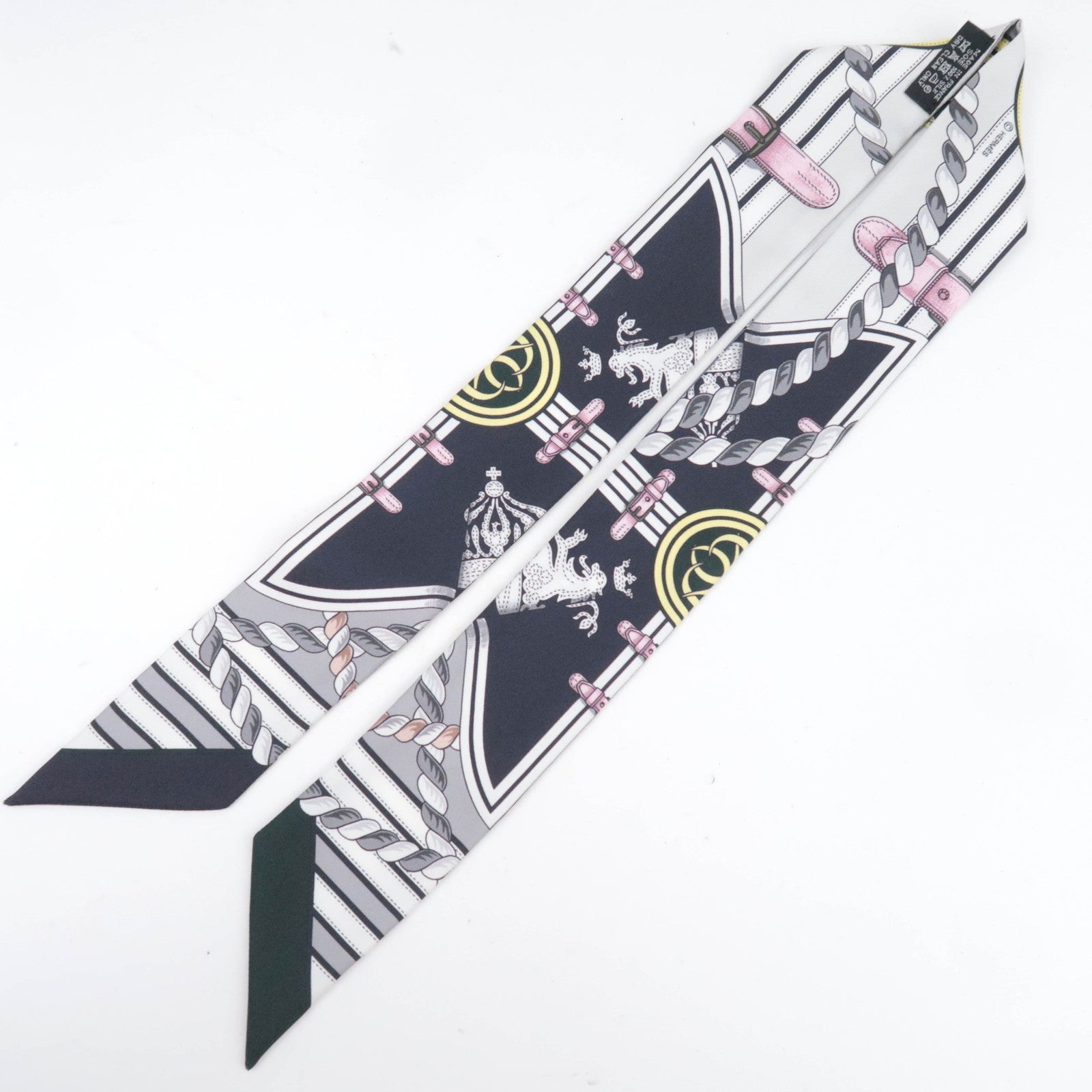 HERMES Twilly Scarf Grande Tenue 100% Silk Gray