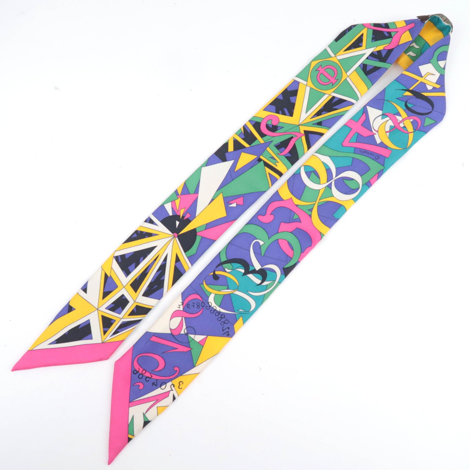 HERMES Twilly Scarf Factory Suite 100% Silk Multicolor