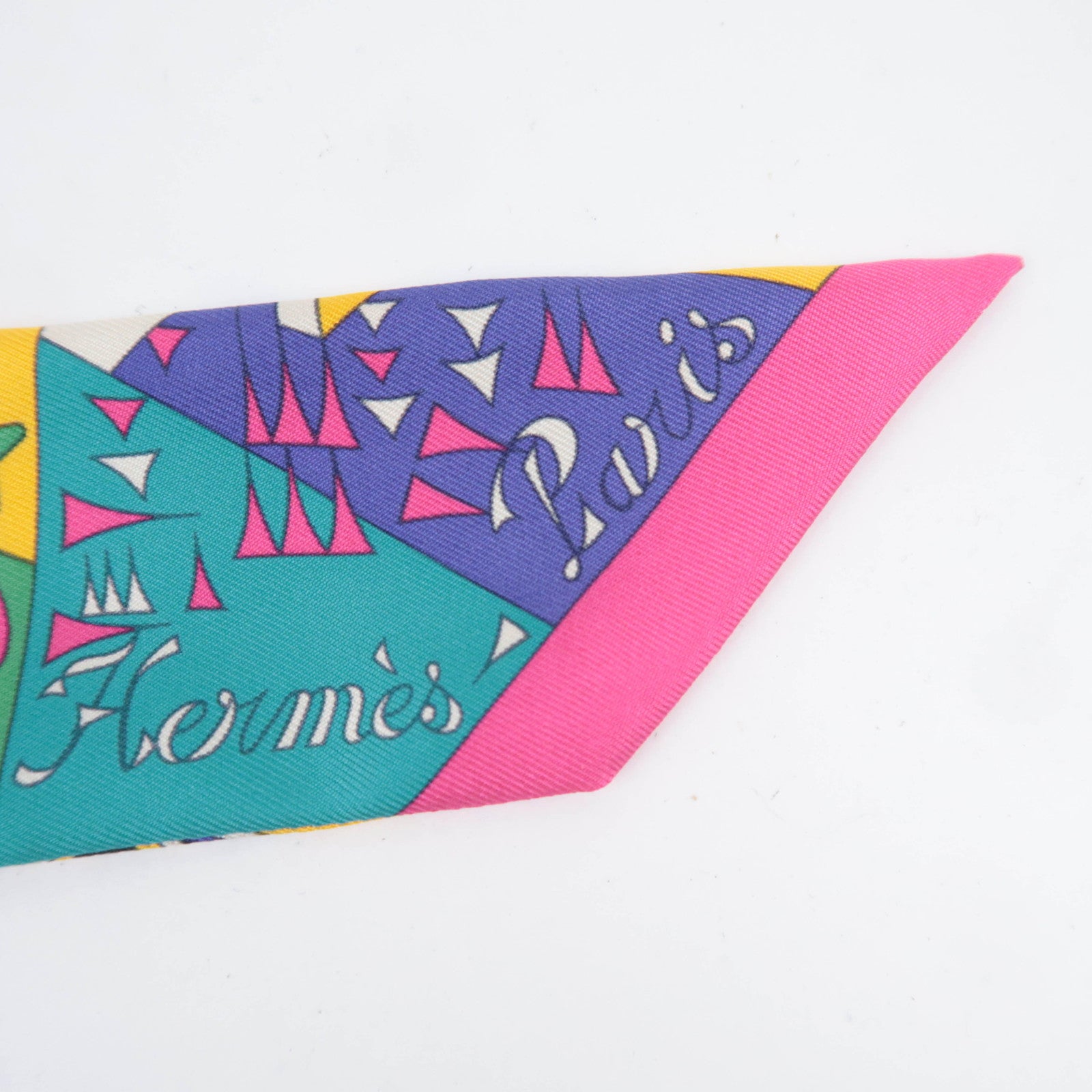 HERMES Twilly Scarf Factory Suite 100% Silk Multicolor