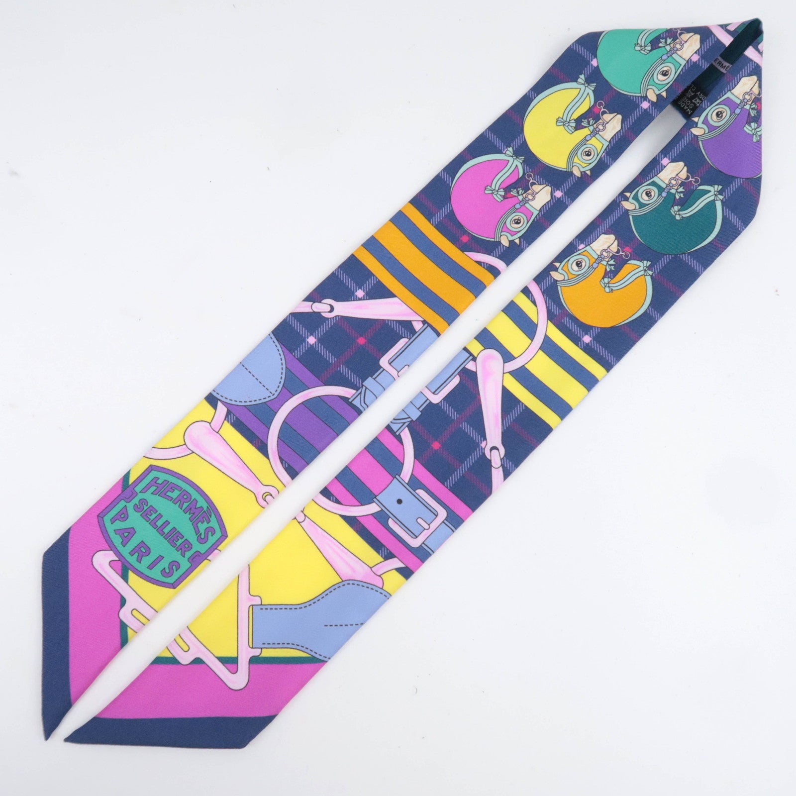 HERMES Twilly Scarf Camails 100% Silk Multicolor